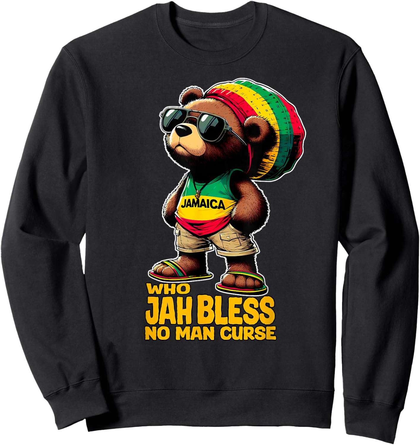 JAMAICA Cute Rasta Bear Jah Bless Reggae Roots , Black, S Sweatshirt - Sweatshirt | Black