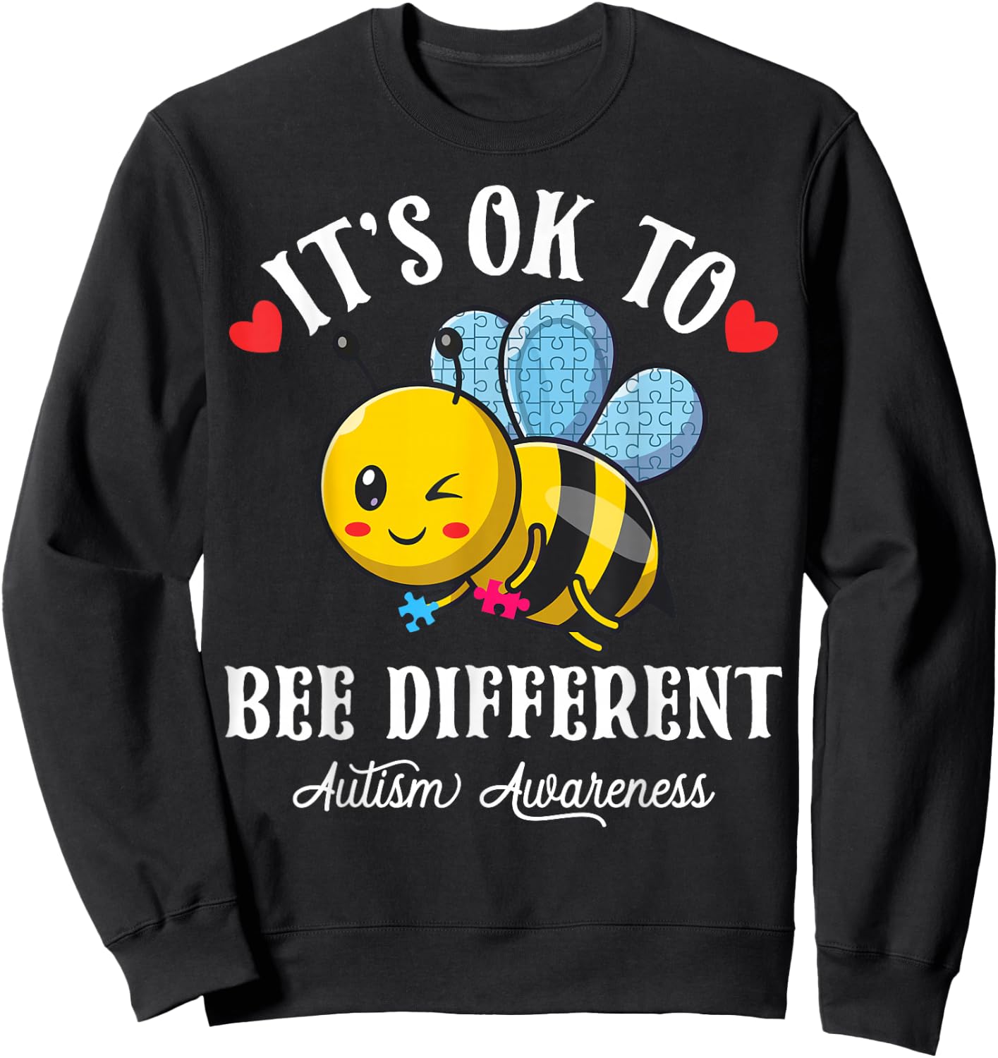 Autism Awareness Bee It's Ok to Be Different Autistic Bees Sweatshirt - Sweatshirt | Black