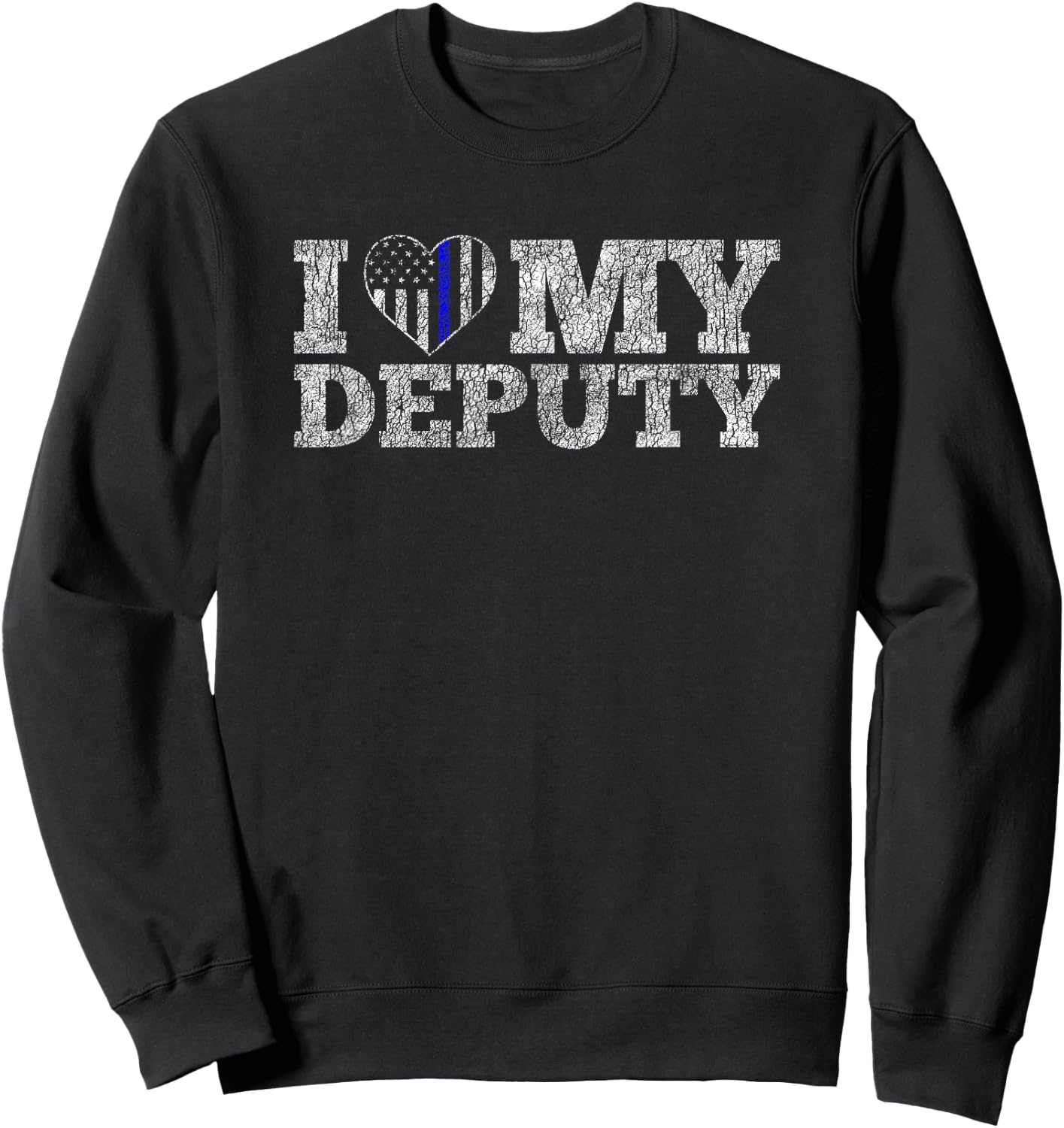 Vintage Retro Love my Deputy Sheriff Wife Sweatshirt - Sweatshirt | Black