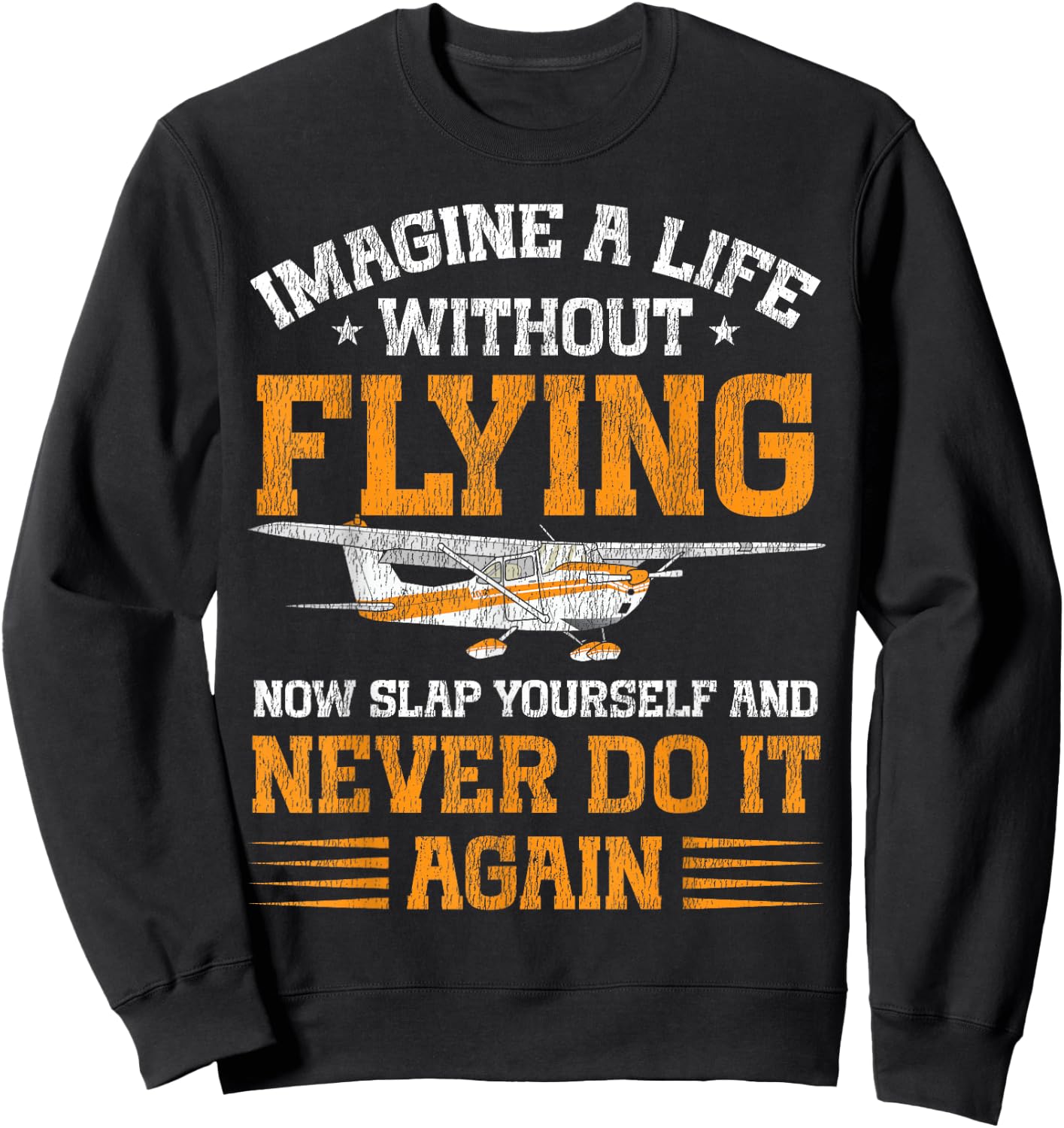 Airplane Pilot Vintage Imagine A Life Without Flying Now Sweatshirt - Sweatshirt | Black