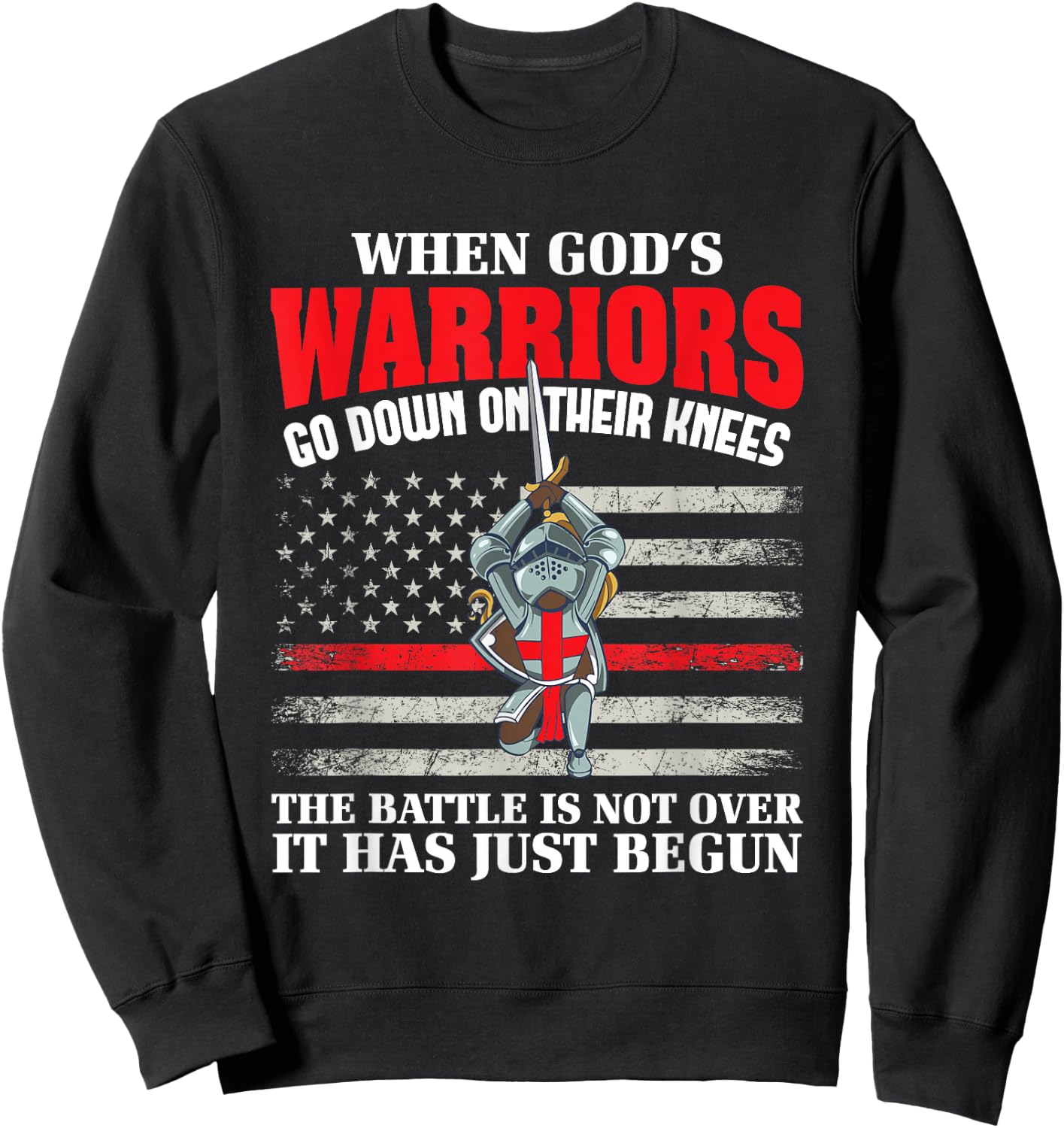 Gods Warrior Christian American Soldier US Flag Bible Prayer Sweatshirt - Sweatshirt | Black