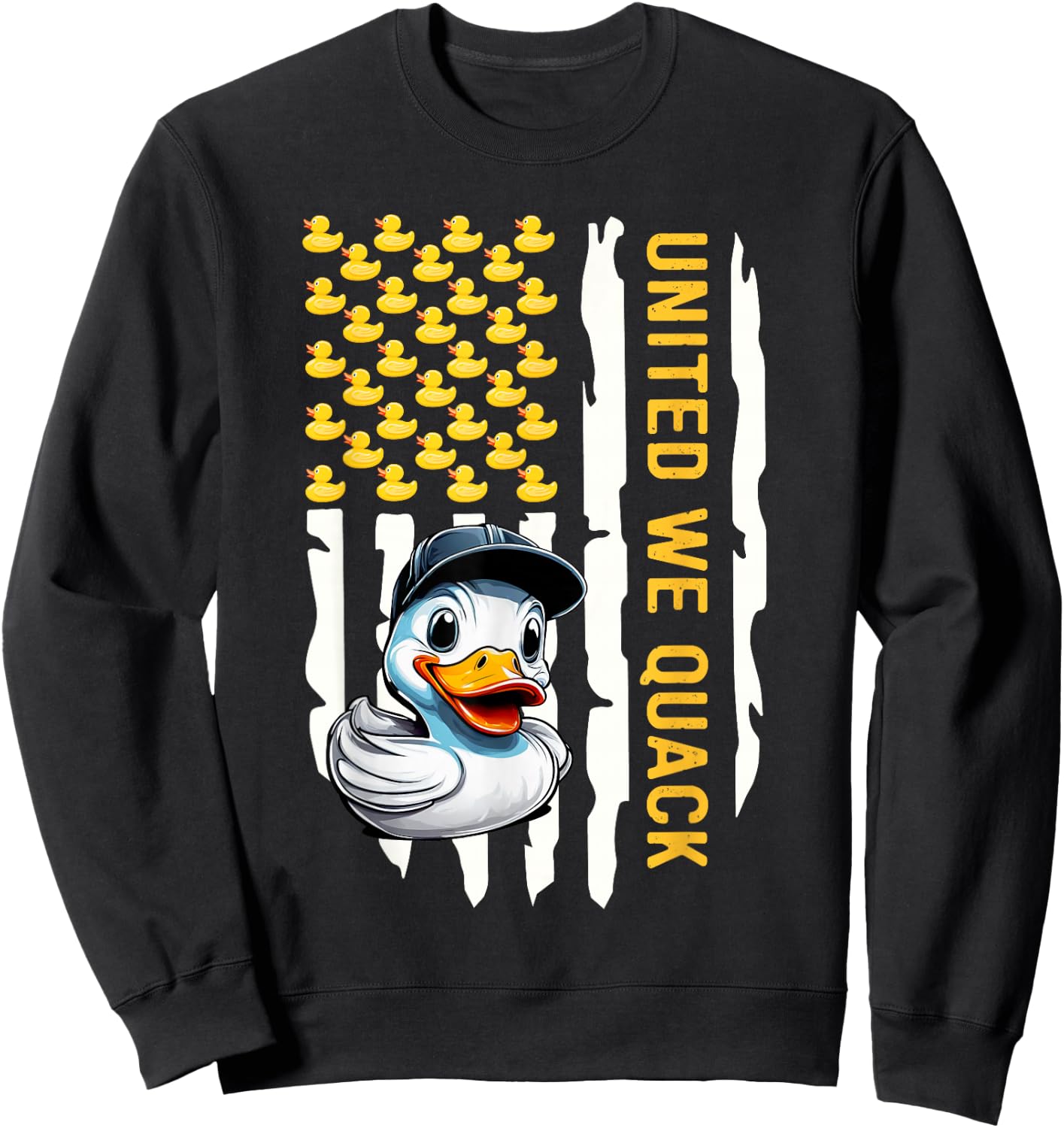 United We Quack Patriotic Rubber Duck 4th of July Sweatshirt - Sweatshirt | Black