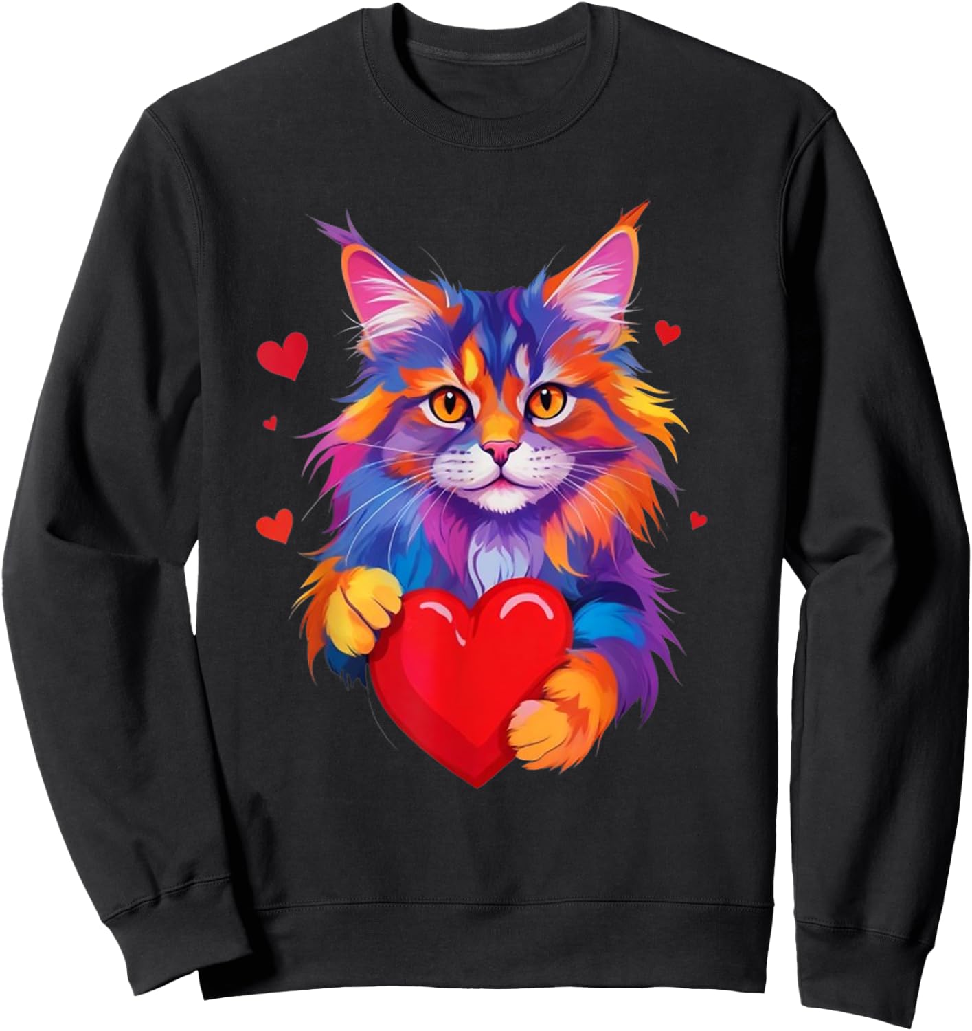 Chemise Maine Coon Cat - Graphique coloré Maine Coon Heart Sweatshirt - Sweatshirt | Black