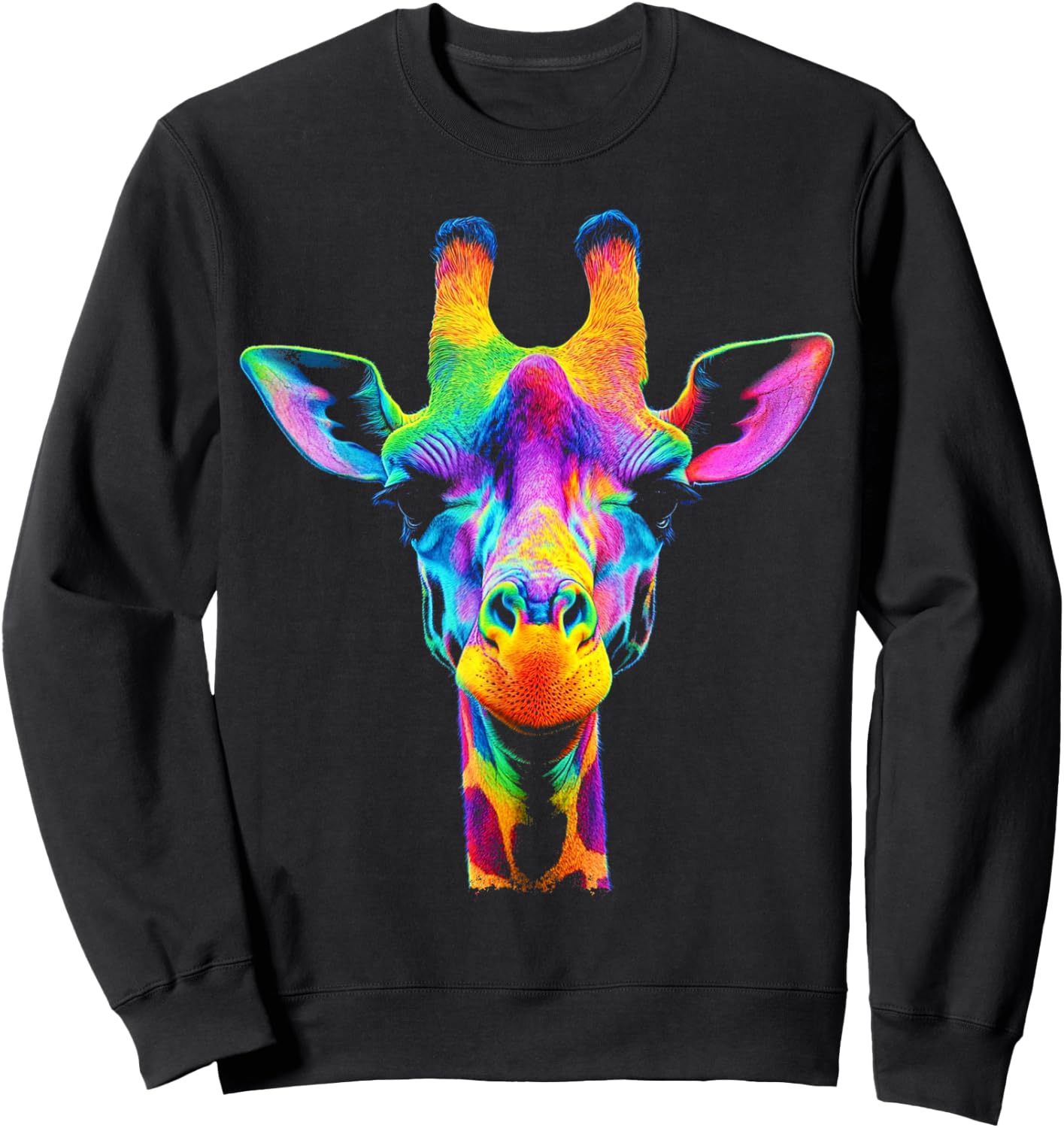 Design With A Giraffe On It Rainbow Giraffe On A Sweatshirt - Sweatshirt | Black