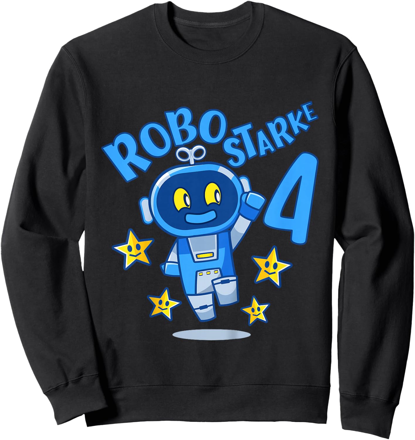 Children's Robot Birthday Shirt 4 Years Boy 4 Birthday , black, 80 Sweatshirt - Sweatshirt | Black