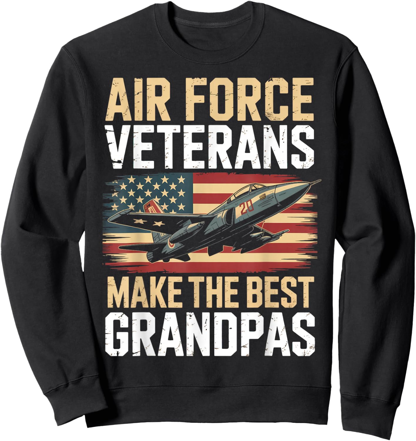 Air Force Grandpa American Patriotic Fighter Pilot Veteran Sweatshirt - Sweatshirt | Black