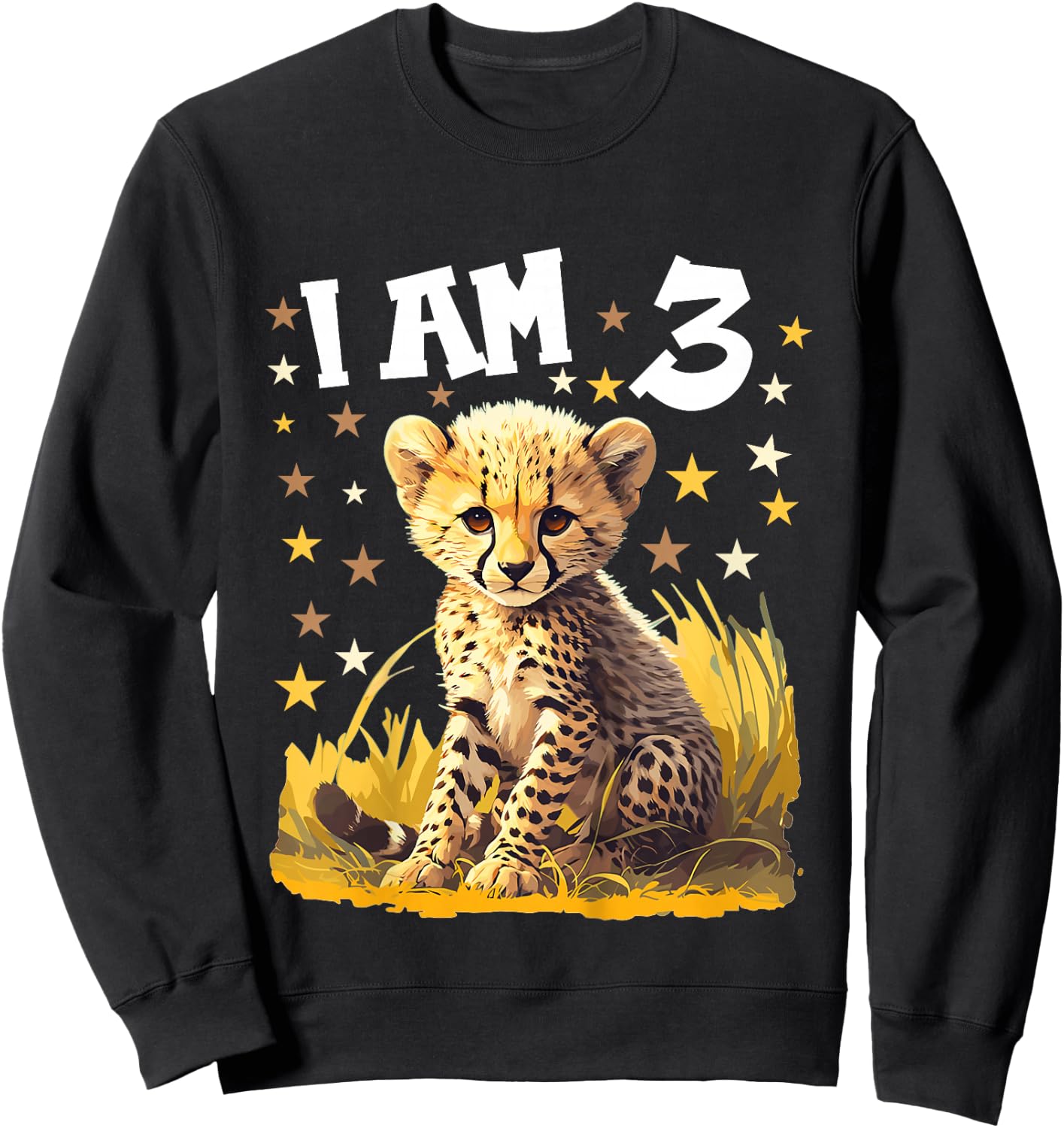 Kids 3 Years old 3 birthday Cheetahs Boy Girl Cheetah Sweatshirt - Sweatshirt | Black