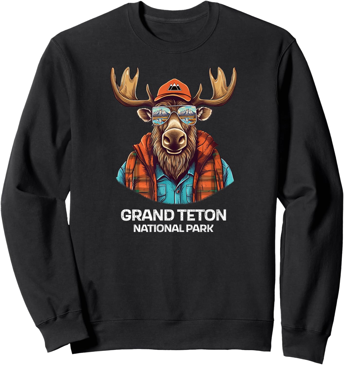 Grand Teton National Park - Moose Sweatshirt - Sweatshirt | Black