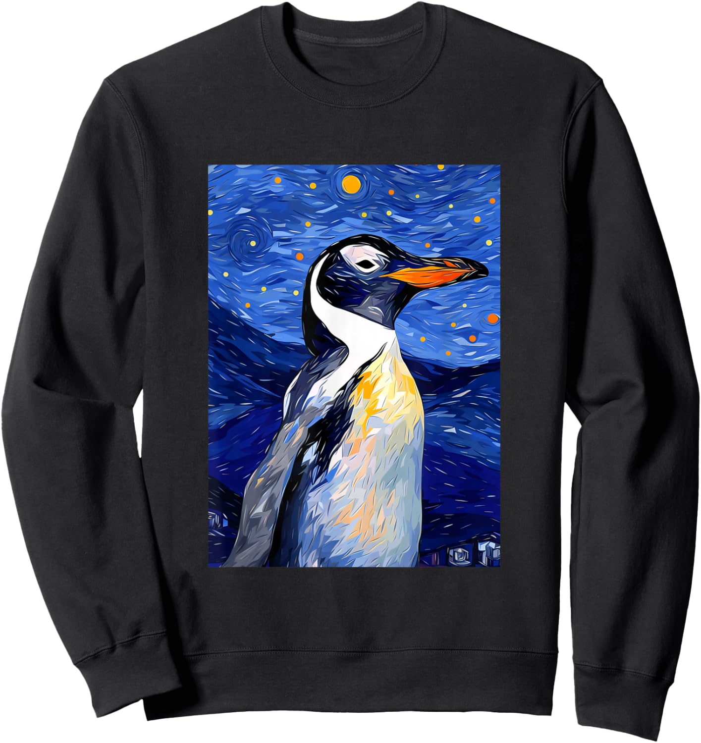 Gentoo Penguin Starry Night Painting Men Women Kids Sweatshirt - Sweatshirt | Black