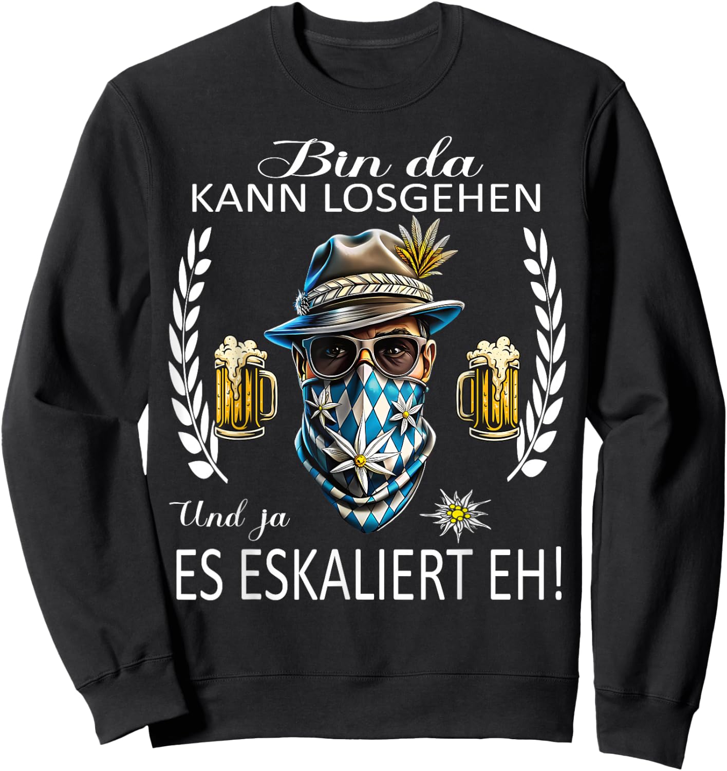 Grantler Trachten Herren Tracht Lausbua passend Oktoberfest Sweatshirt - Sweatshirt | Black