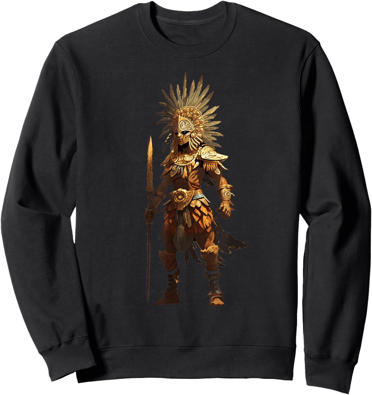 Aztec Jaguar Warrior Native Mexican Mythology Men Women Sweatshirt - Sweatshirt | Black