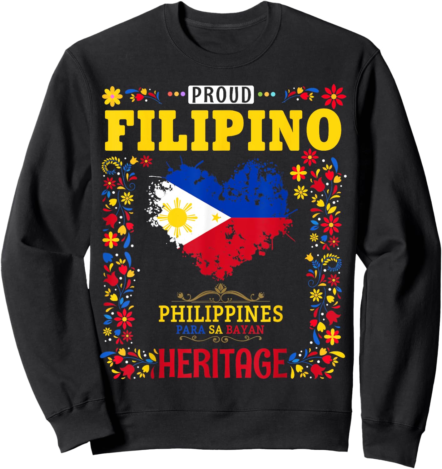 Filipino Heritage Flag - Kids Outfit Idea - Philippines Flag Sweatshirt - Sweatshirt | Black