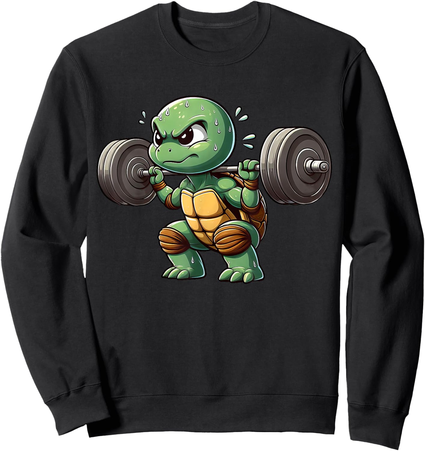 Turtle Weightlifting Barbell Fitness Workout Sweatshirt - Sweatshirt | Black