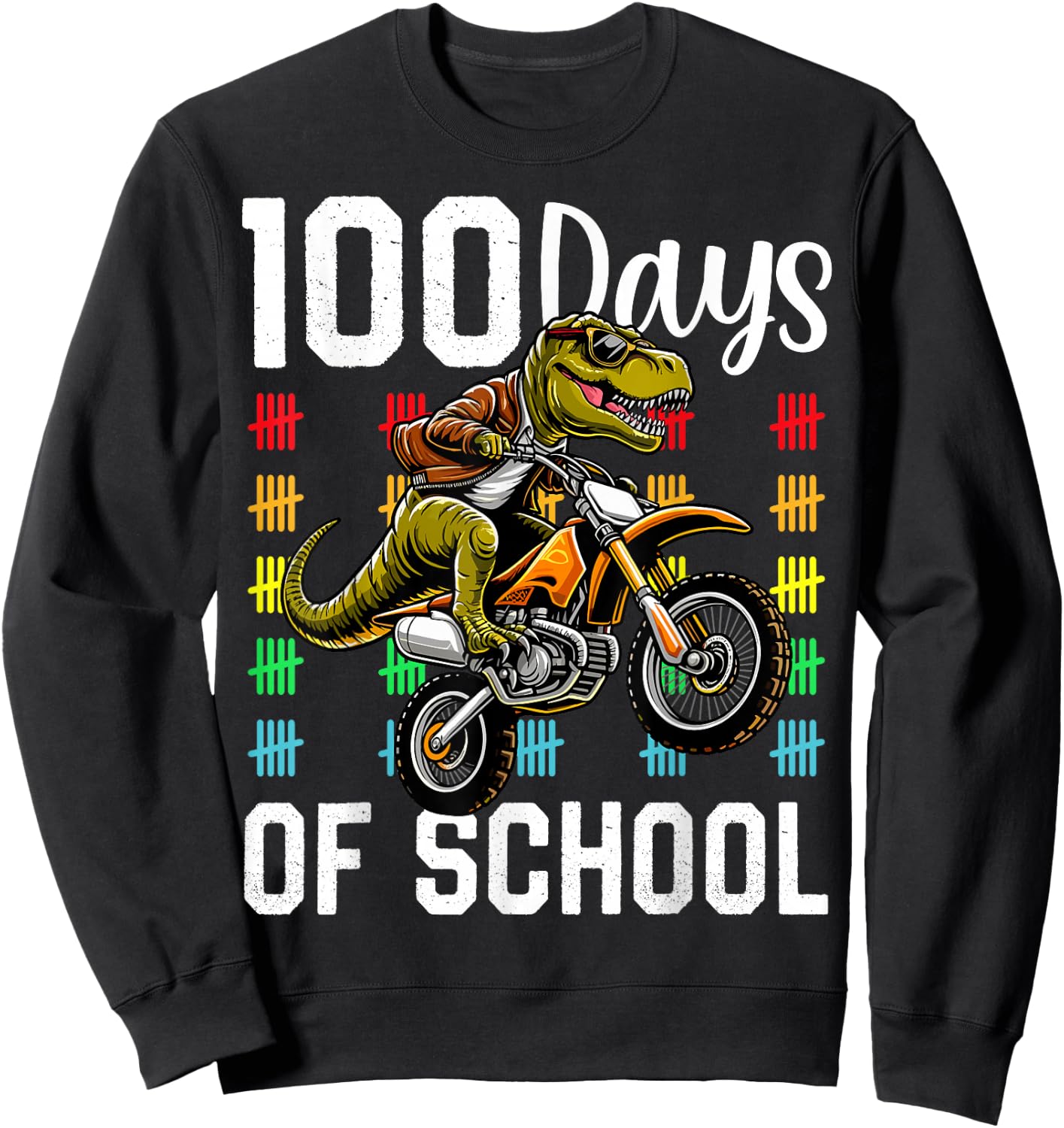 100 Days of School T-Rex Kids Boys 100th Day of School Sweatshirt - Sweatshirt | Black