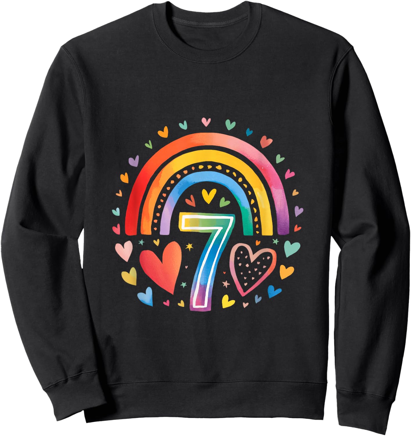 J'ai Déjà 7 Ans - Design Anniversaire Arc-en-ciel Pour Fille Sweatshirt - Sweatshirt | Black