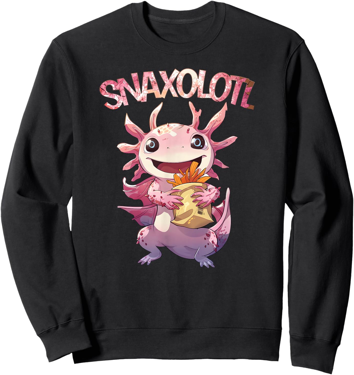 Cute Axolotl Salamander Lover Snaxolotl Axolotl Snacks Sweatshirt - Sweatshirt | Black