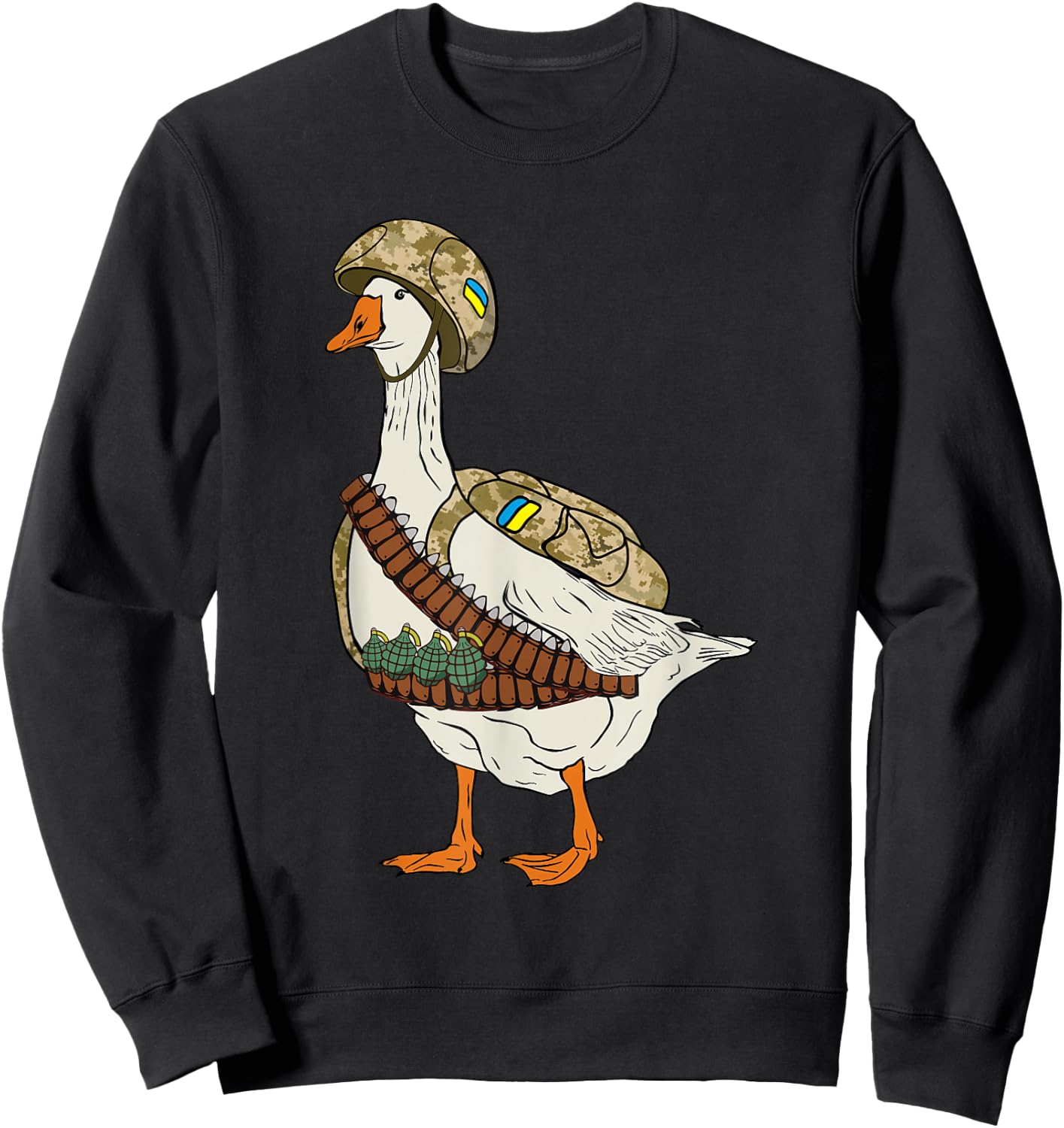 Ukrainian military goose combat solder funny Russian joke Sweatshirt - Sweatshirt | Black
