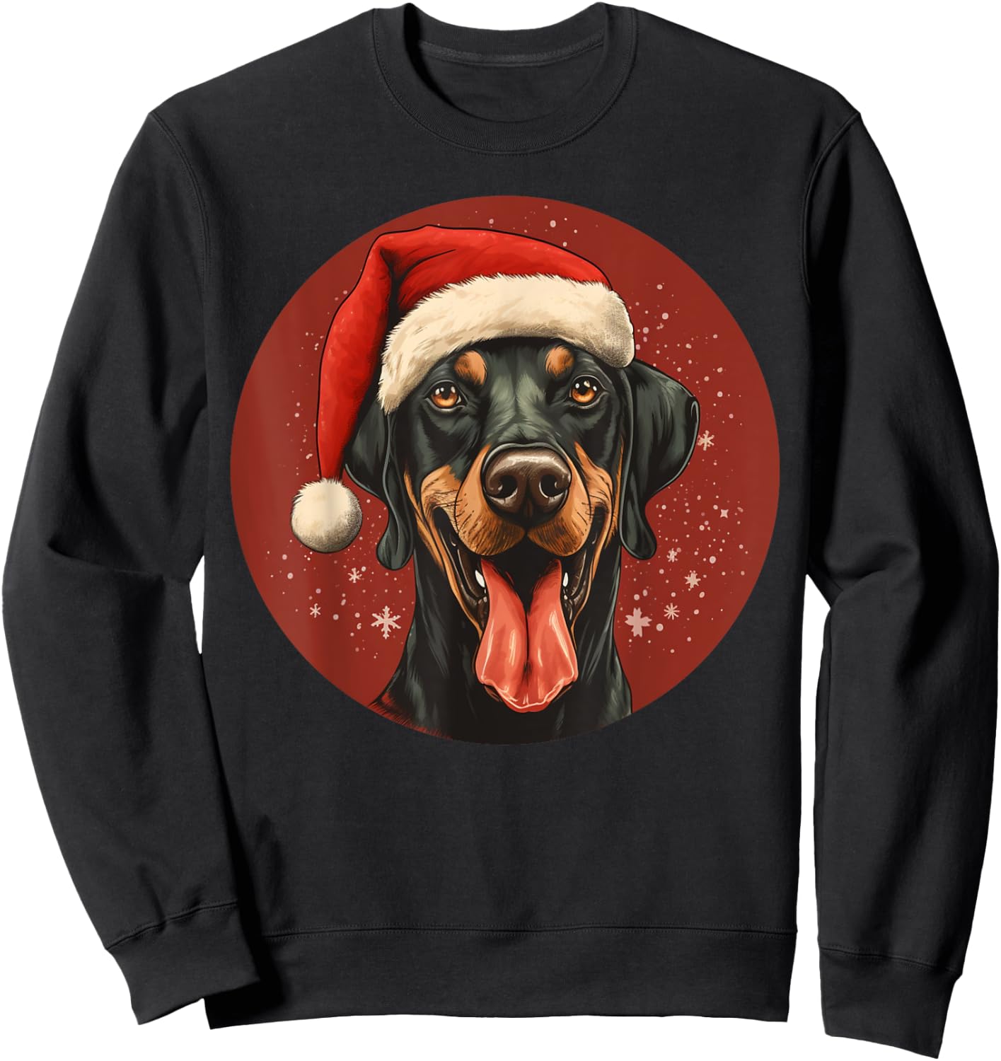 Funny Xmas Doberman Mom Dad Gift Dobie Dog Lovers Christmas Sweatshirt - Sweatshirt | Black