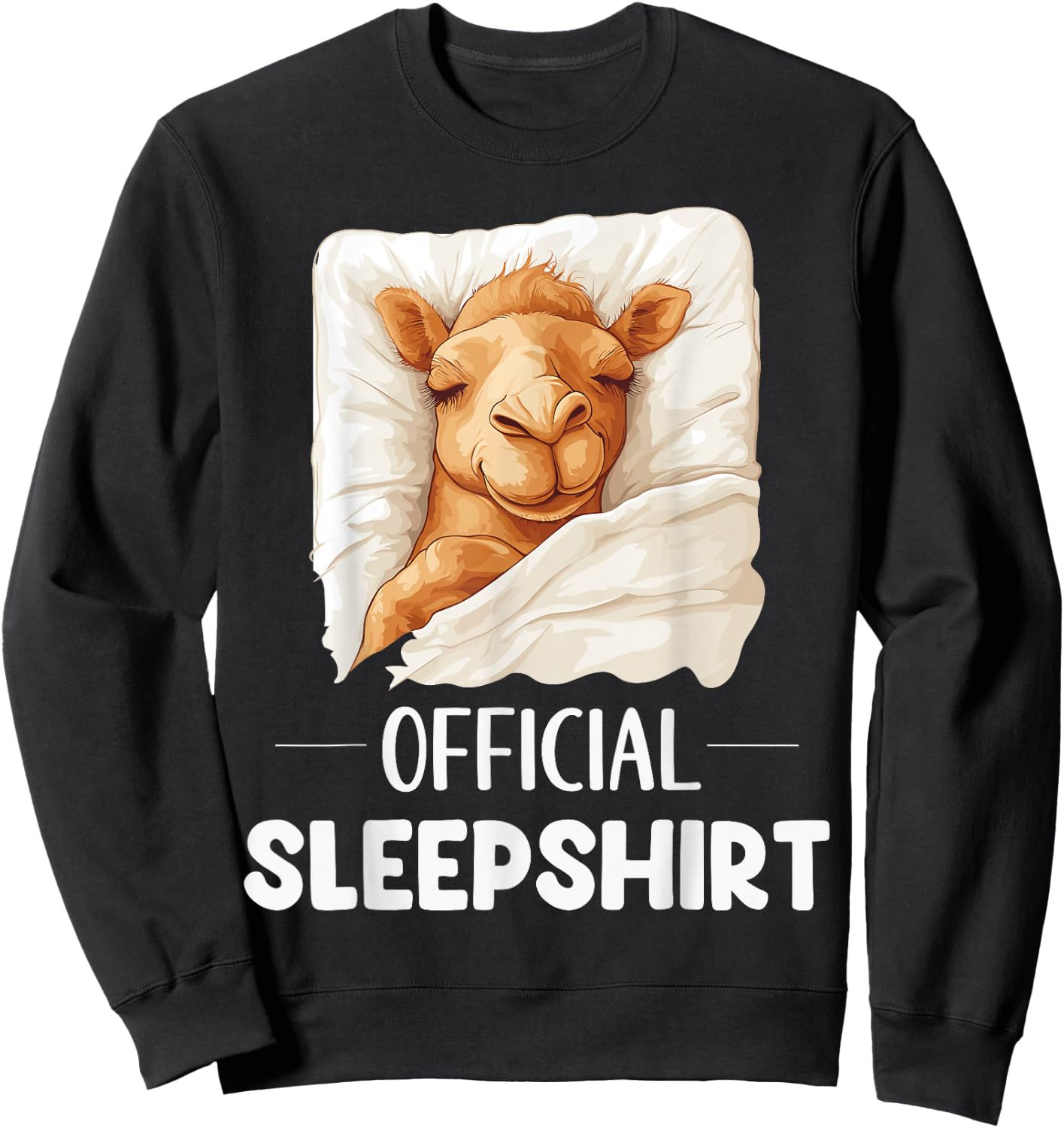 Official Sleepshirt Cute Sleeping Camel Animal Lovers Pajama Sweatshirt - Sweatshirt | Black