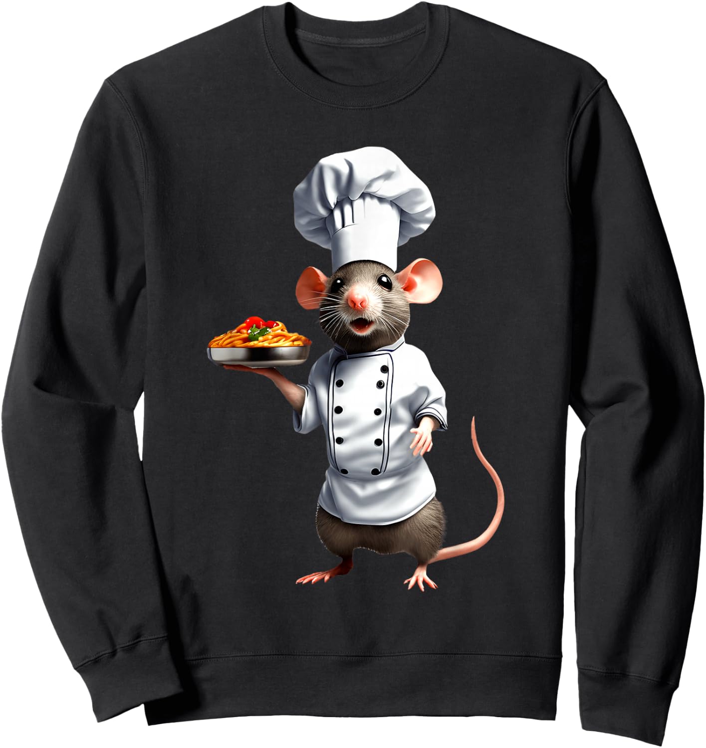 Funny Cartoon Rat Mouse Chef Outfit Chef Kitchen Bar , black Sweatshirt - Sweatshirt | Black