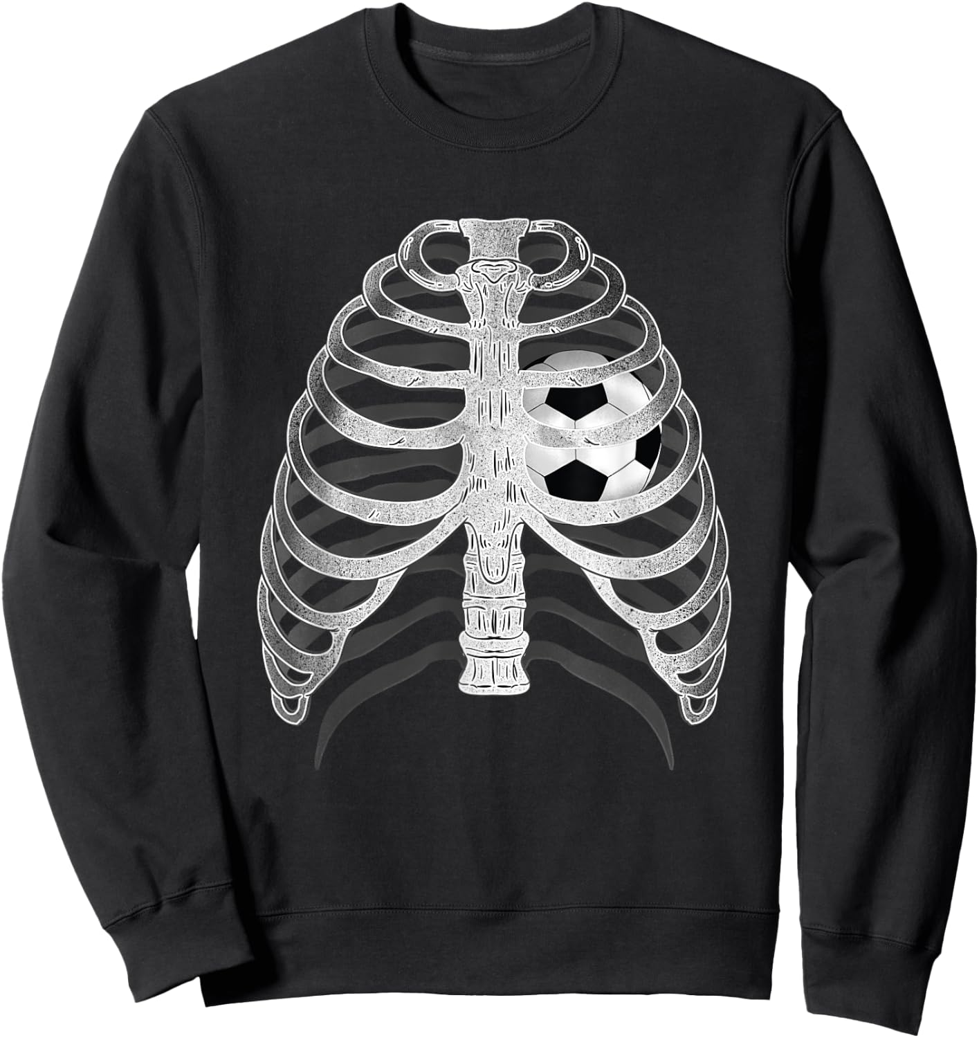 Skeleton X-ray Ribcage Soccer Ball Heart Halloween Sweatshirt - Sweatshirt | Black