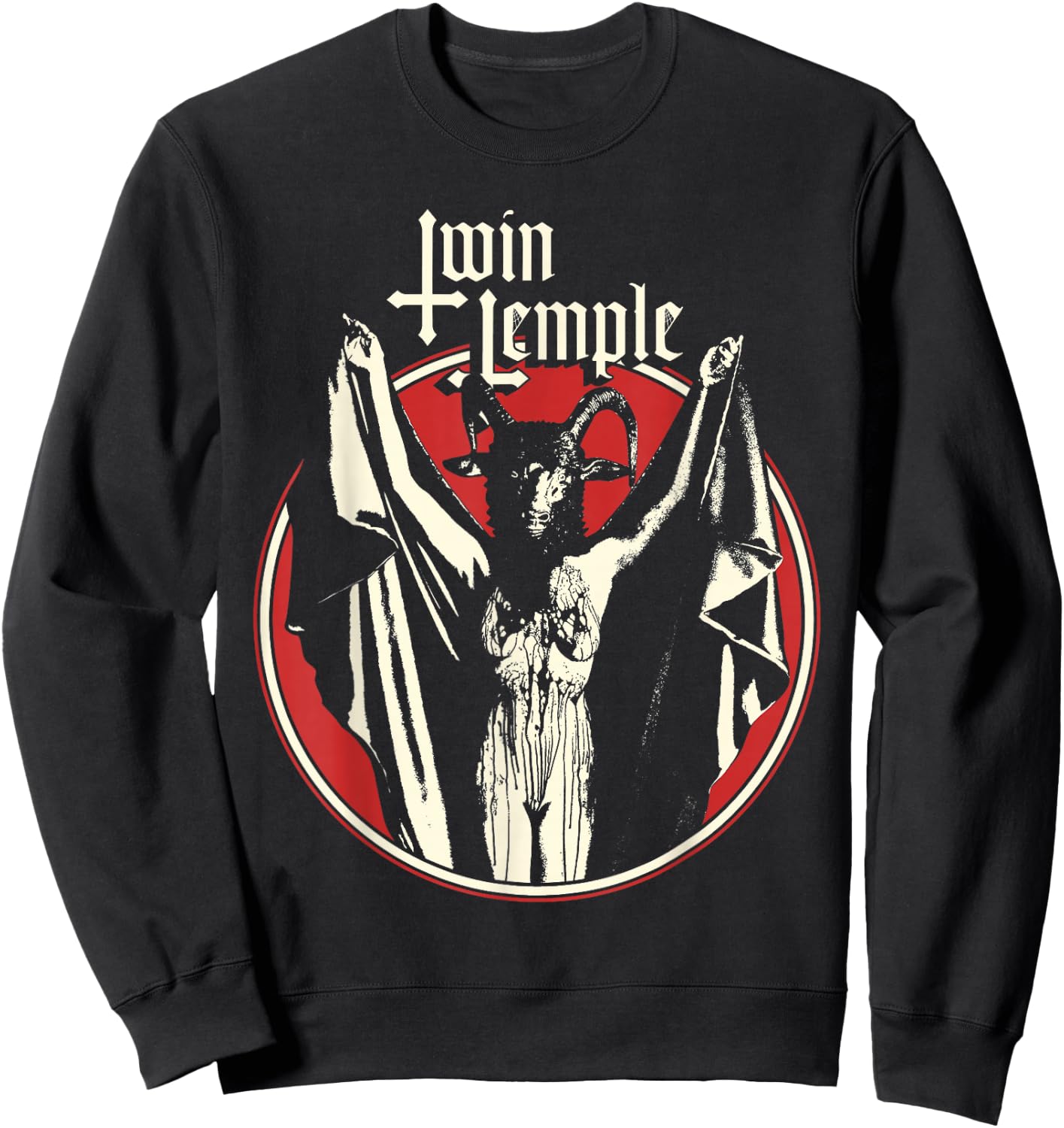 Twin Temple Official Baphomette - -Adults, Black, Small, Short Sleeve Sweatshirt - Sweatshirt | Black