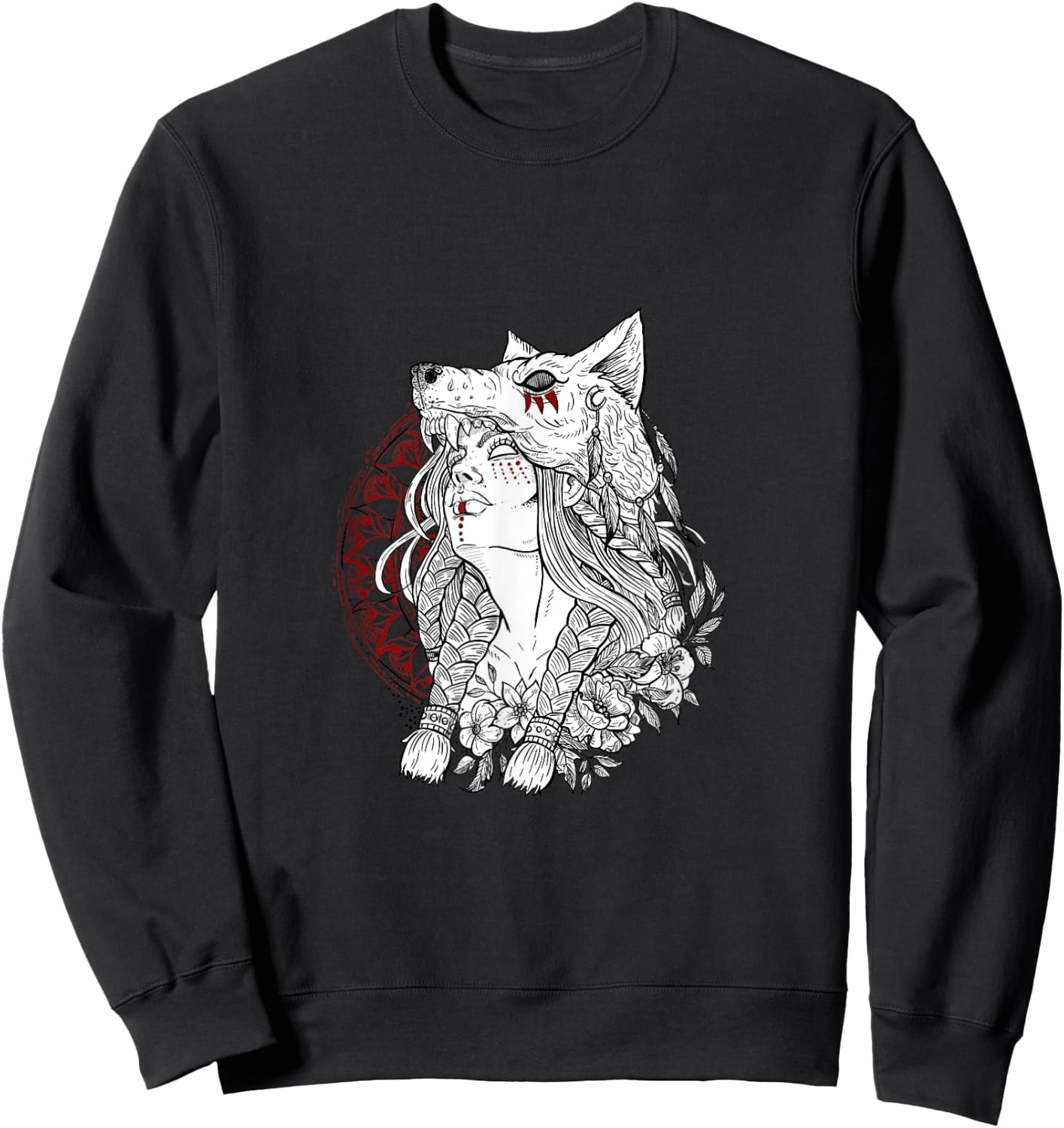 Heilung wolf shaman shirt for viking Sweatshirt - Sweatshirt | Black