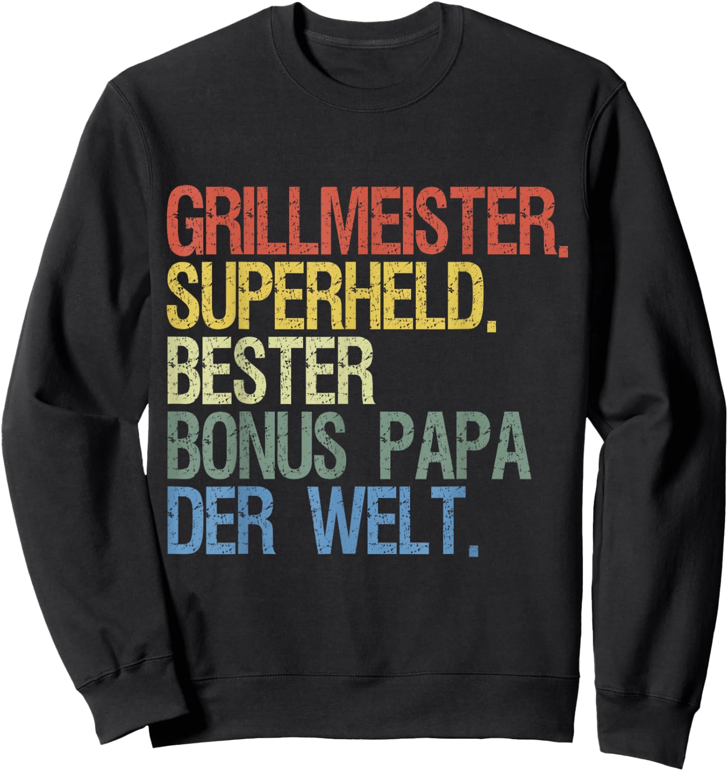 Bonus Papa für Vatertag & Geburtstag - Grillmeister Superheld - Schwarz, Kurzarm, Klein, EU 41, Klassische Passform, , Baumwolle Sweatshirt - Sweatshirt | Black
