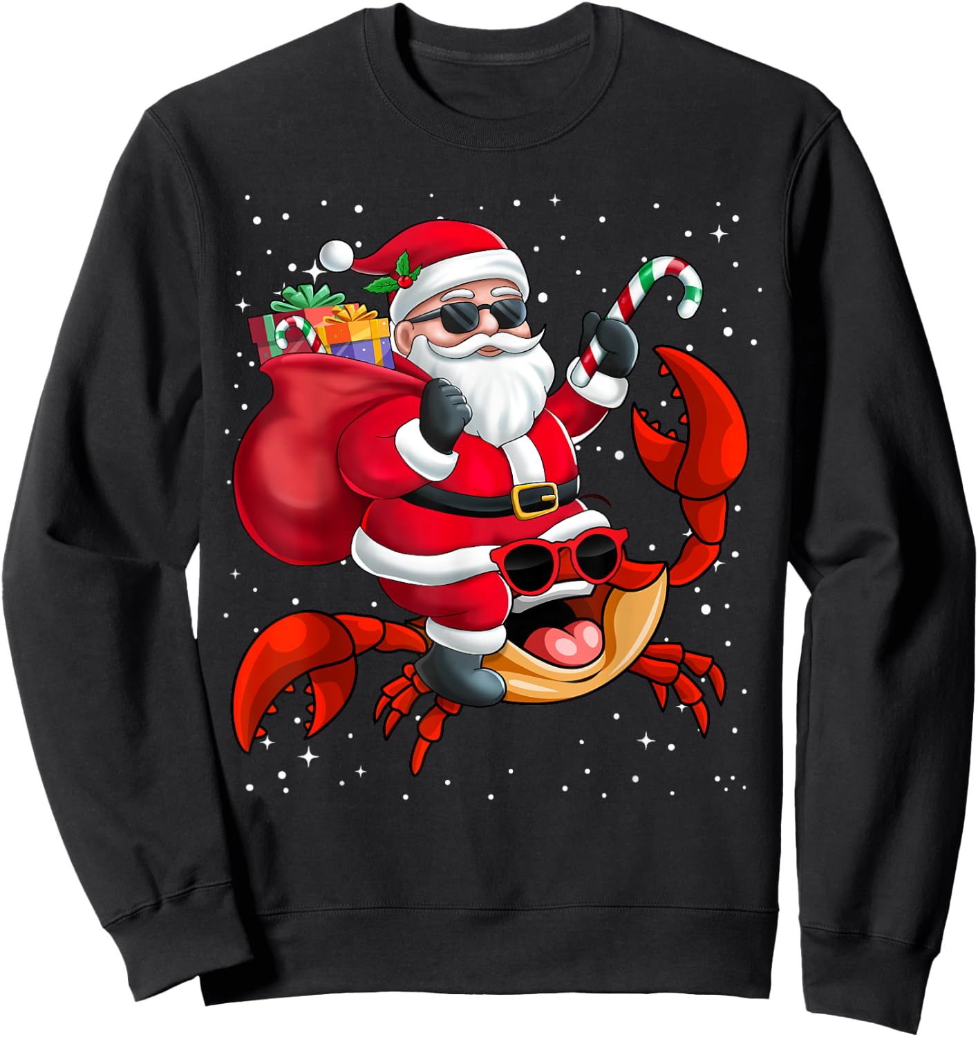 Santa Claus Riding A Crab Christmas Boy Girl Kids Sweatshirt - Sweatshirt | Black