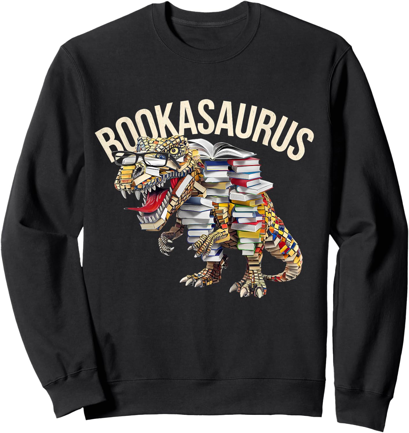 Book Reading Dinosaur T-Rex Dino Funny Bookworm Sweatshirt - Sweatshirt | Black