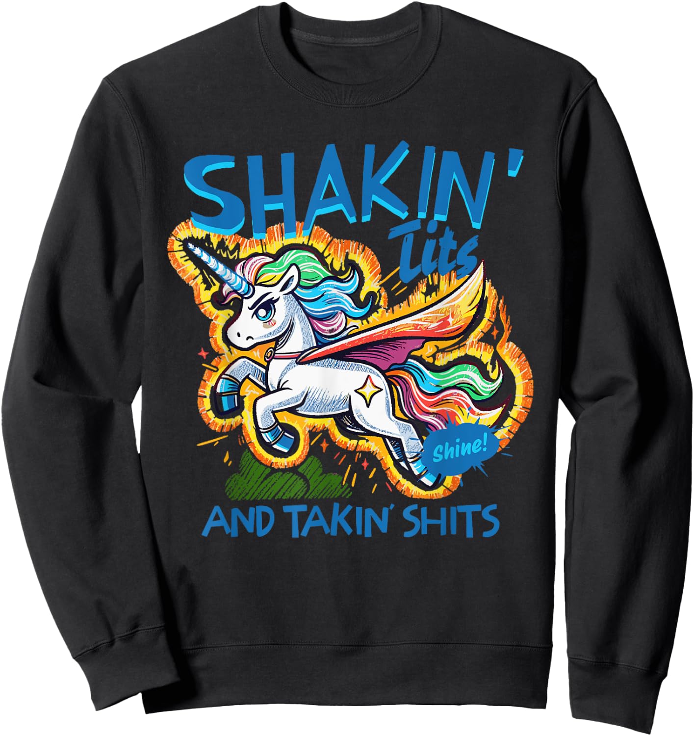 Shakin' Tits & Takin' Shits Design Sweatshirt - Sweatshirt | Black