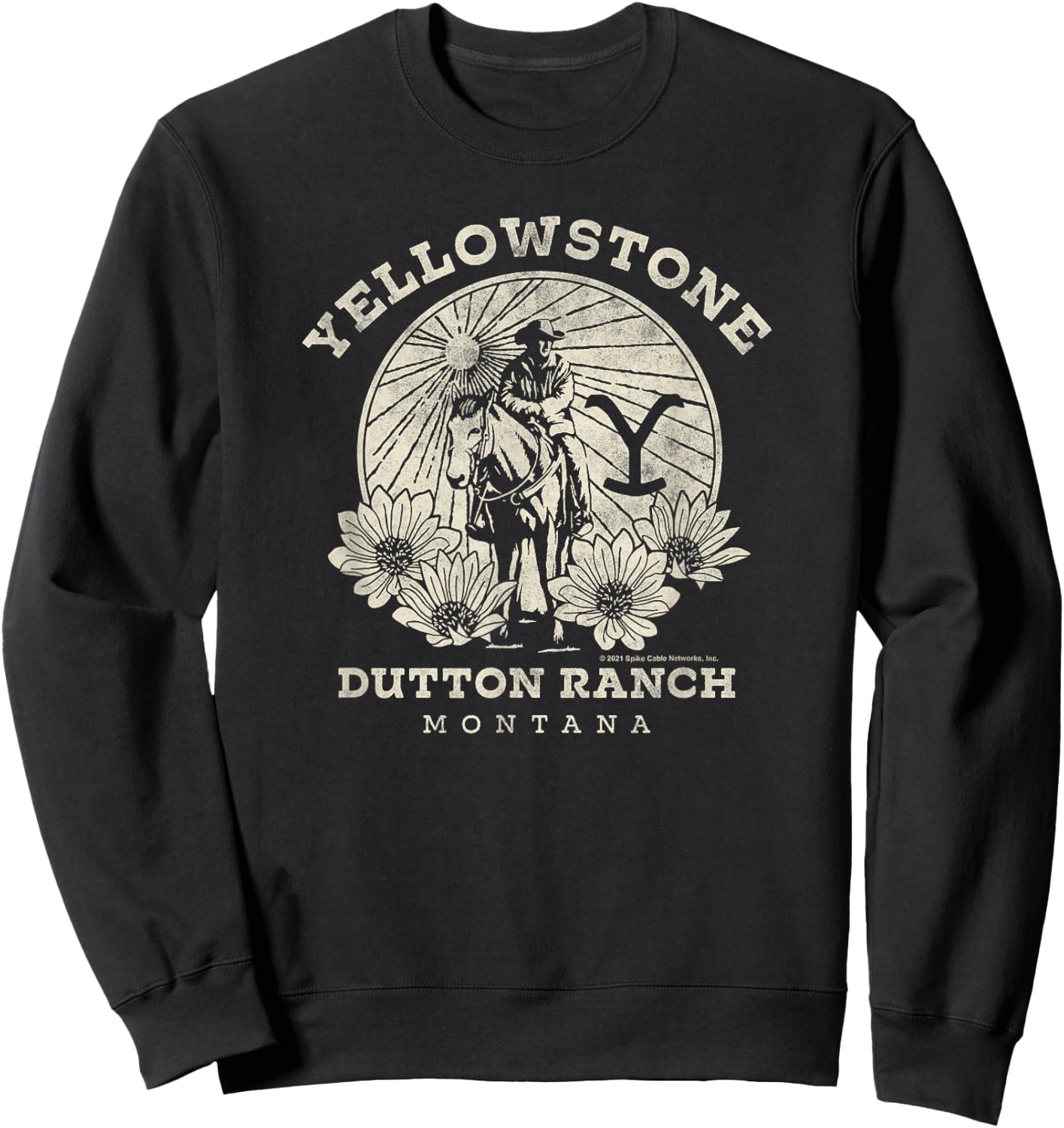 Yellowstone Dutton Ranch Solo Horseback Rider Logo V1 , black Sweatshirt - Sweatshirt | Black
