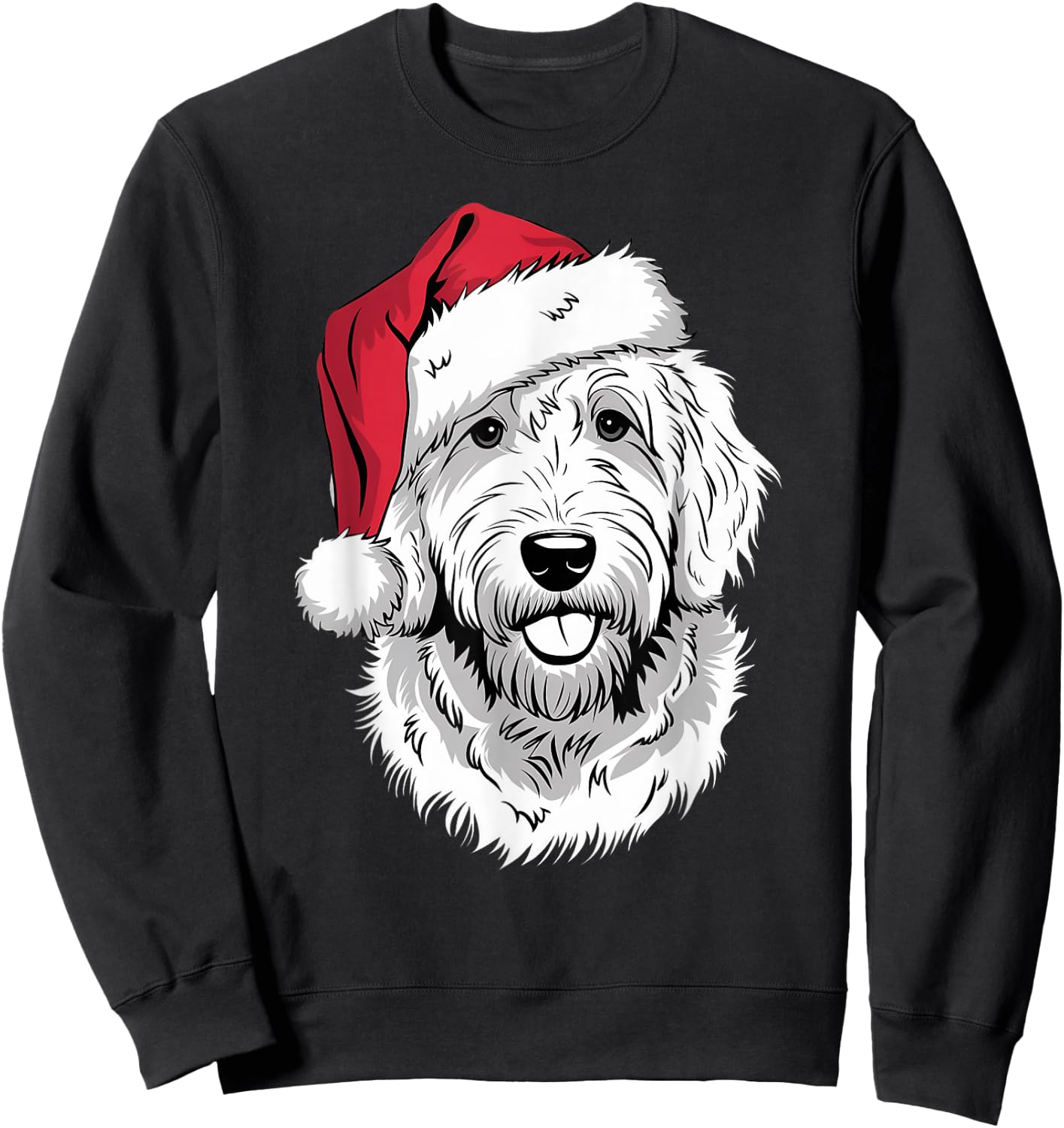 Joyful Doodle Santa Dog on Golden Doodle Christmas Women Kids Sweatshirt - Sweatshirt | Black