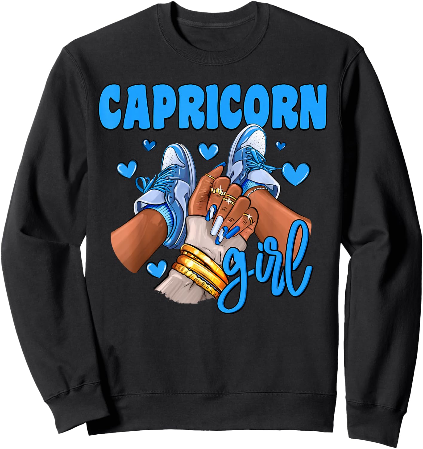 Capricorn Girl Sneakers Astrology Zodiac Sign Black Women Sweatshirt - Sweatshirt | Black