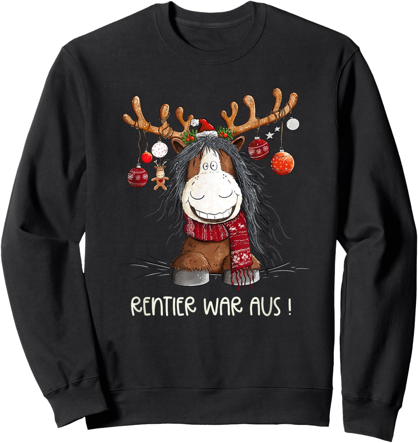 Christmas Horse Saying Reindeer War Aus Christmas Motif , black Sweatshirt - Sweatshirt | Black