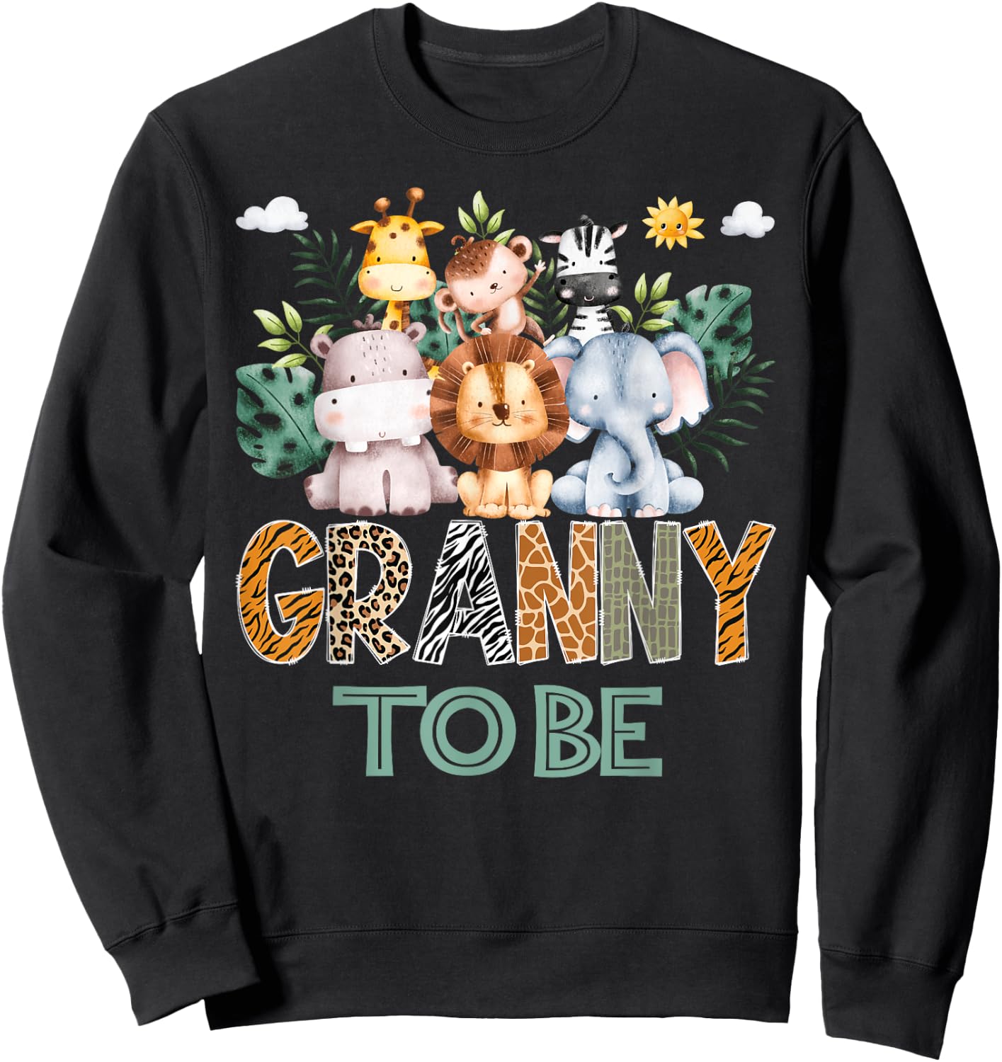 Soon To Be Granny Jungle Animal Safari Gender Reveal Sweatshirt - Sweatshirt | Black