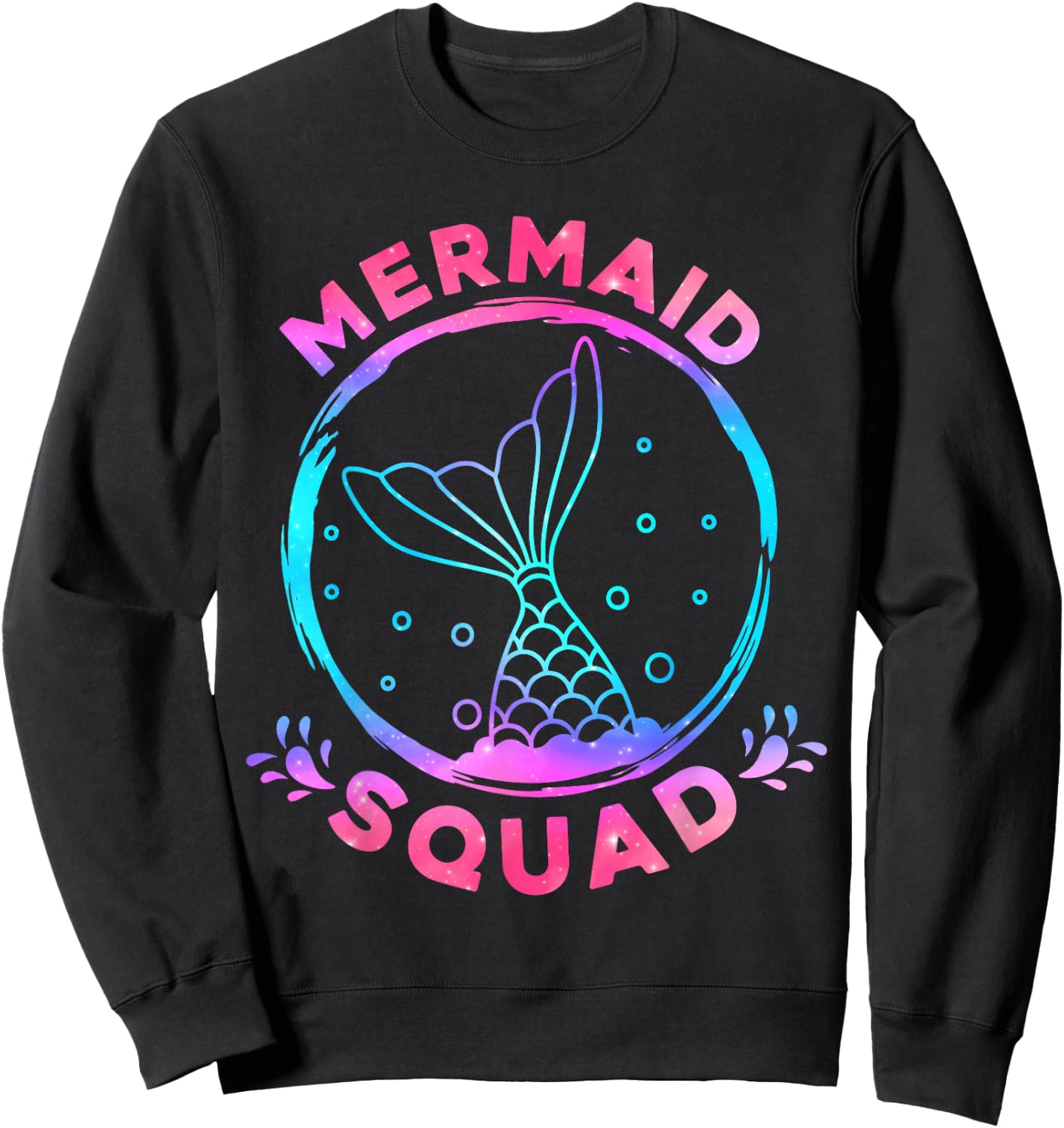 Mermaid Squad Party Matching Birthday Kids Sweatshirt - Sweatshirt | Black