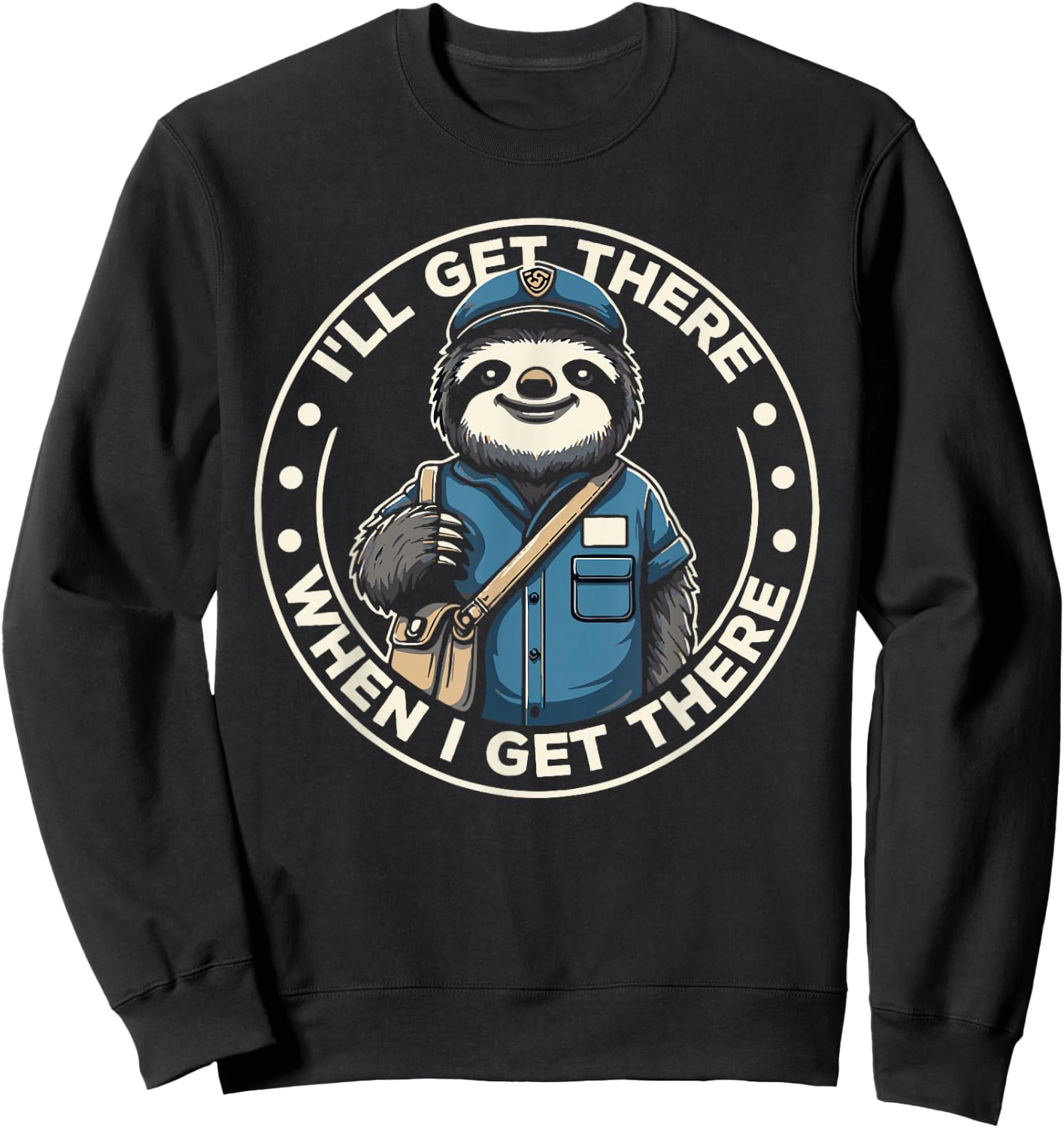 Sloth Postal Worker Funny Postman Mail Carrier Sloth Sweatshirt - Sweatshirt | Black