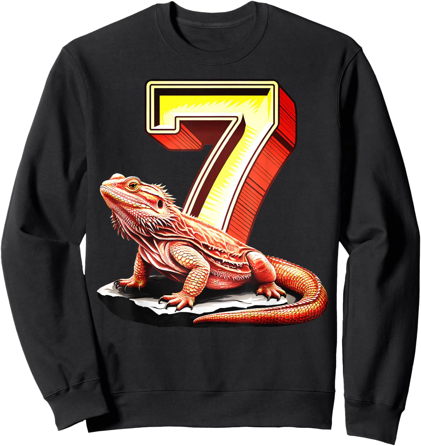 7 Year Old Bearded Dragon Reptile 7th Birthday Party Repti Sweatshirt - Sweatshirt | Black