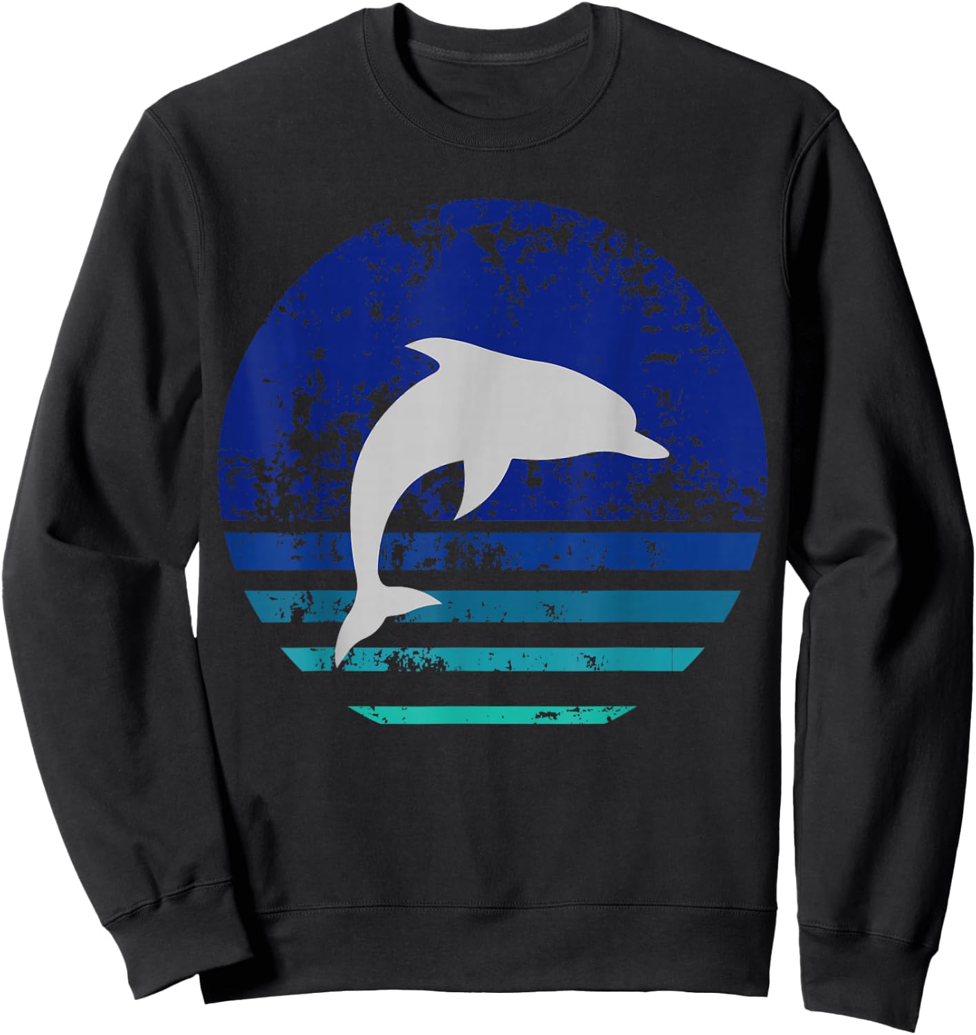 Vintage Retro Distressed Dolphin Gift Sweatshirt - Sweatshirt | Black