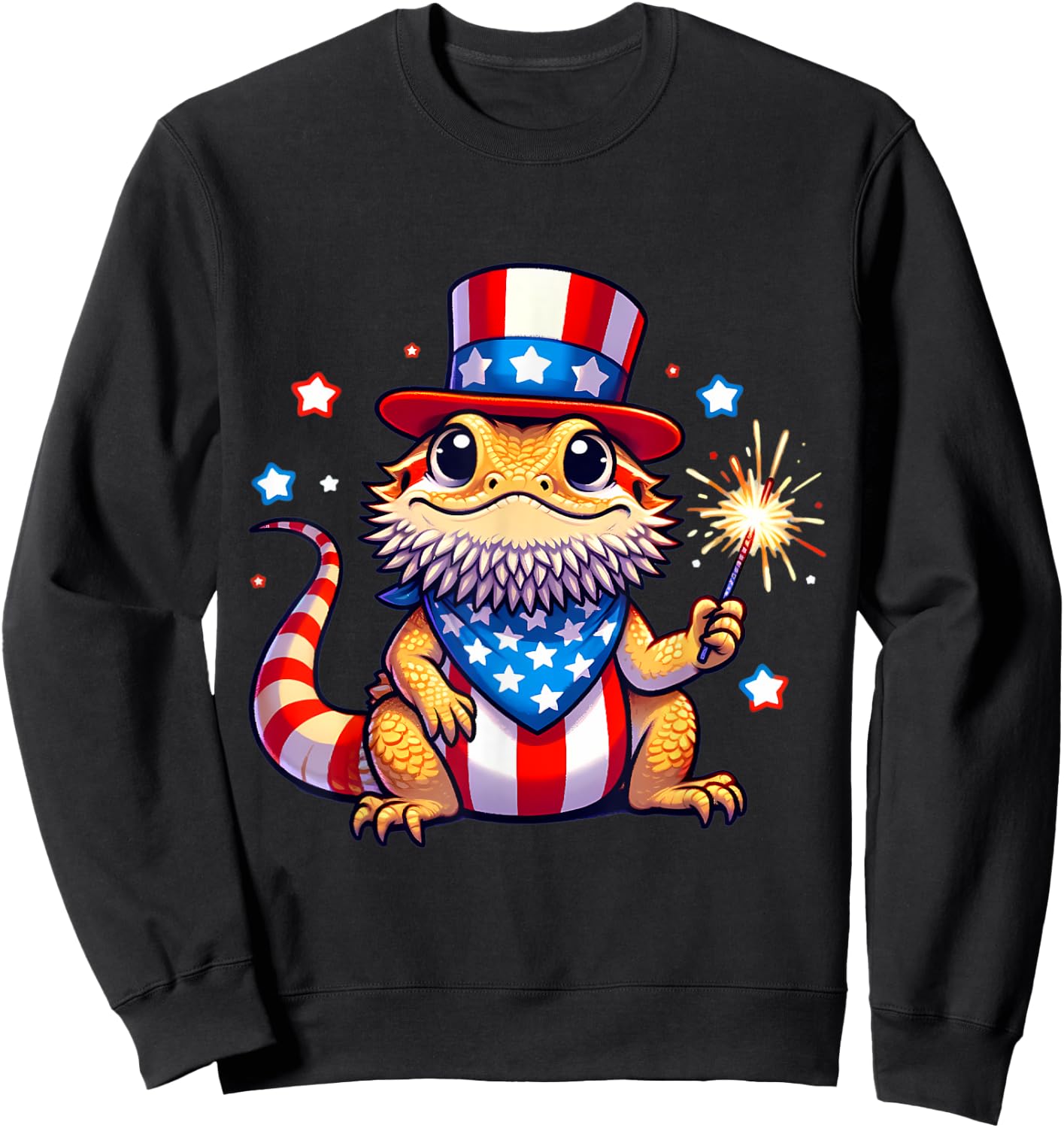 Bearded Dragon 4th of July Independence Day Men Women Kids Sweatshirt - Sweatshirt | Black