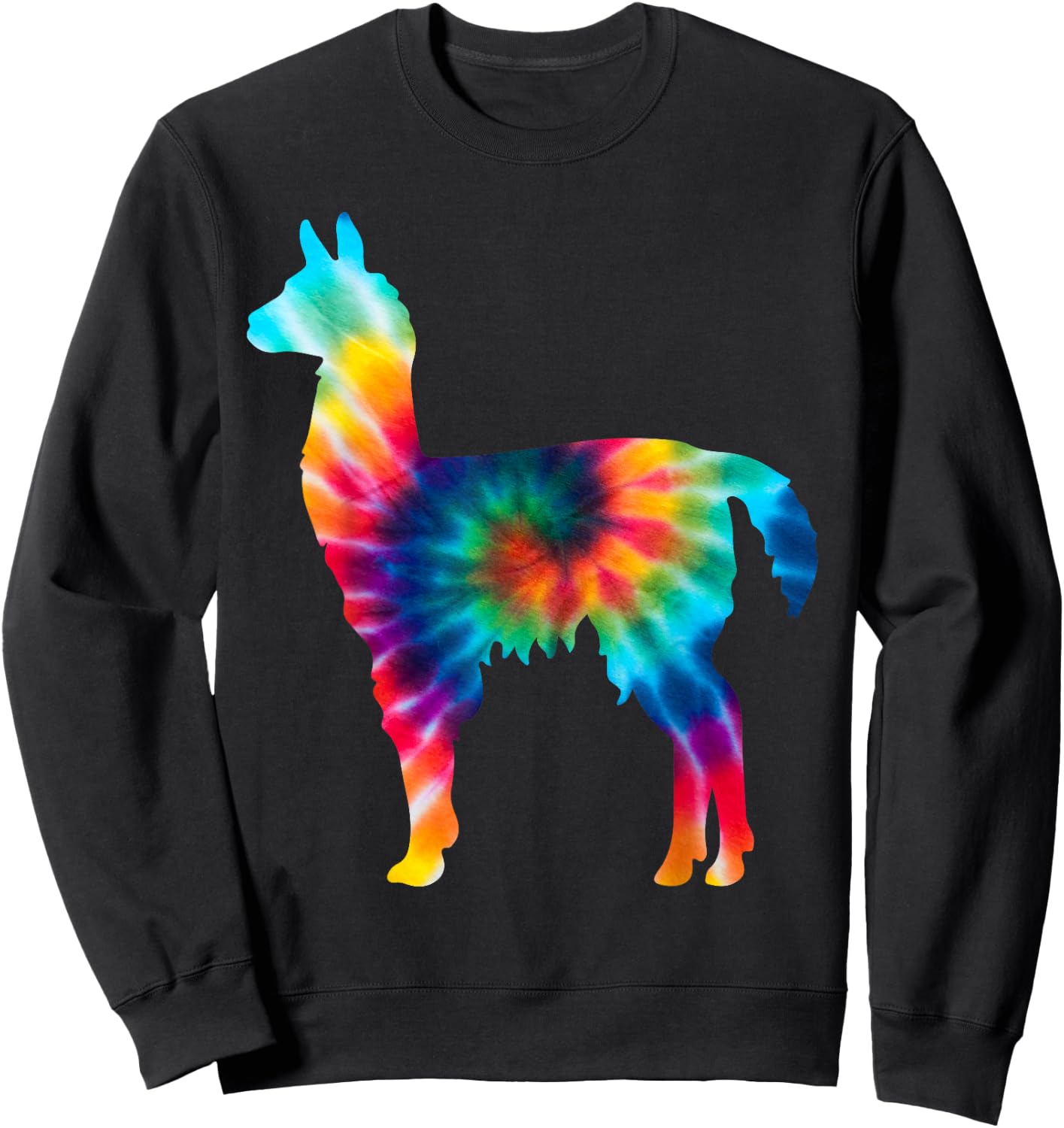 Funny Llama Tie Dye Psychedelic Hippie 60s 70s Graphic Sweatshirt - Sweatshirt | Black