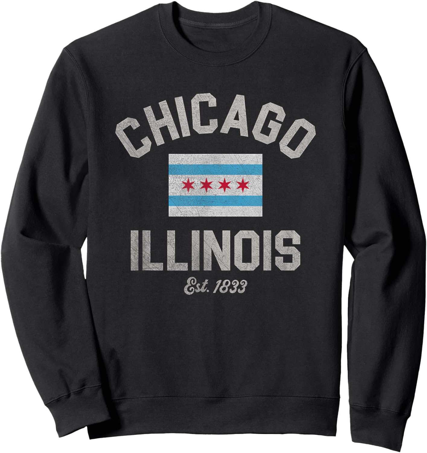 Vintage Chicago Illinois Est. 1833 Vintage Sweatshirt - Sweatshirt | Black