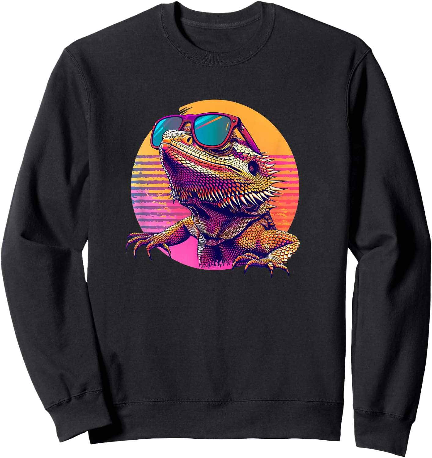 Tiny Dinosaur Retro Vintage Bearded Dragon Lover Sweatshirt - Sweatshirt | Black