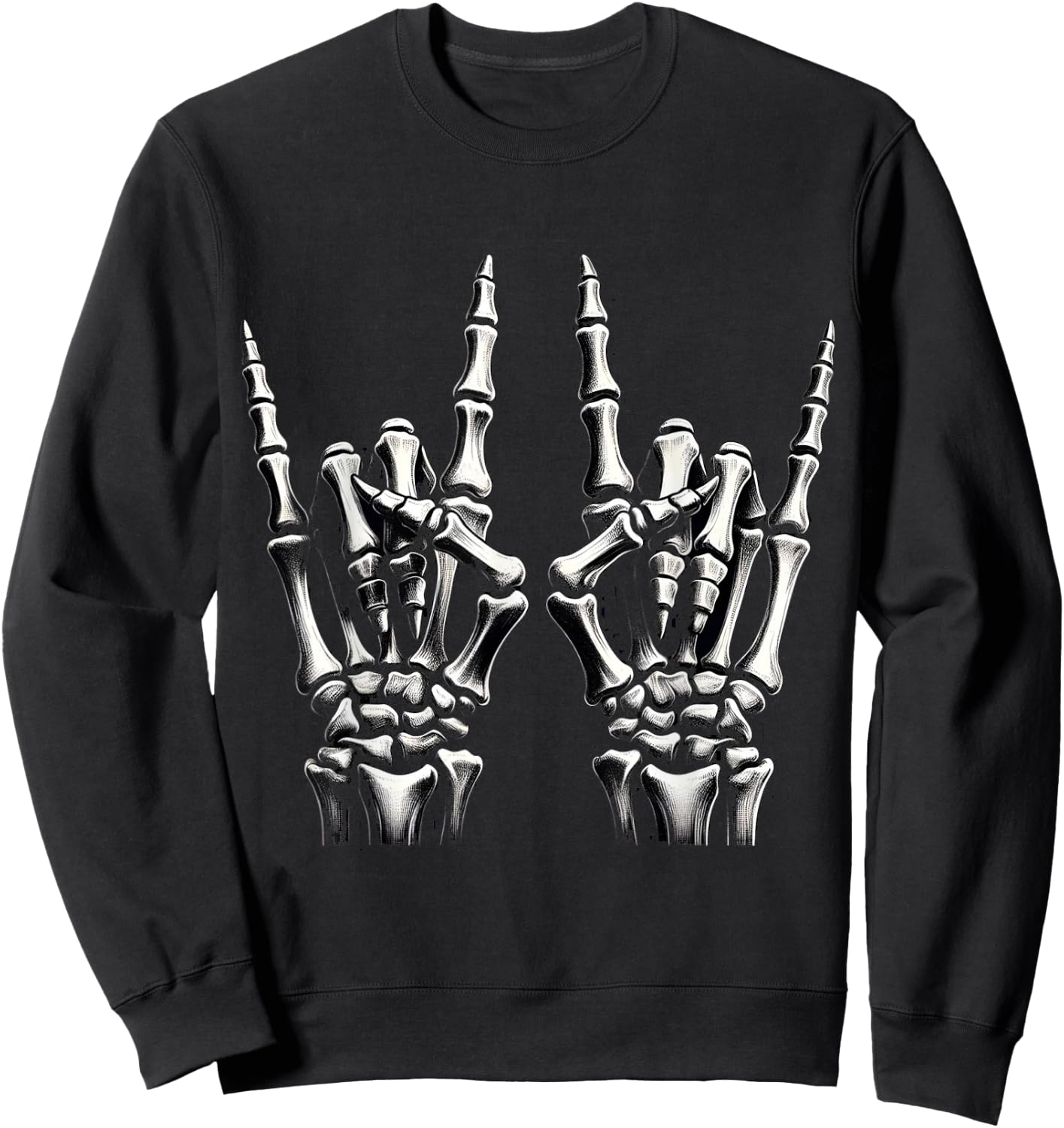 Hand rock on skeleton panel for music supporters , Black, S Sweatshirt - Sweatshirt | Black