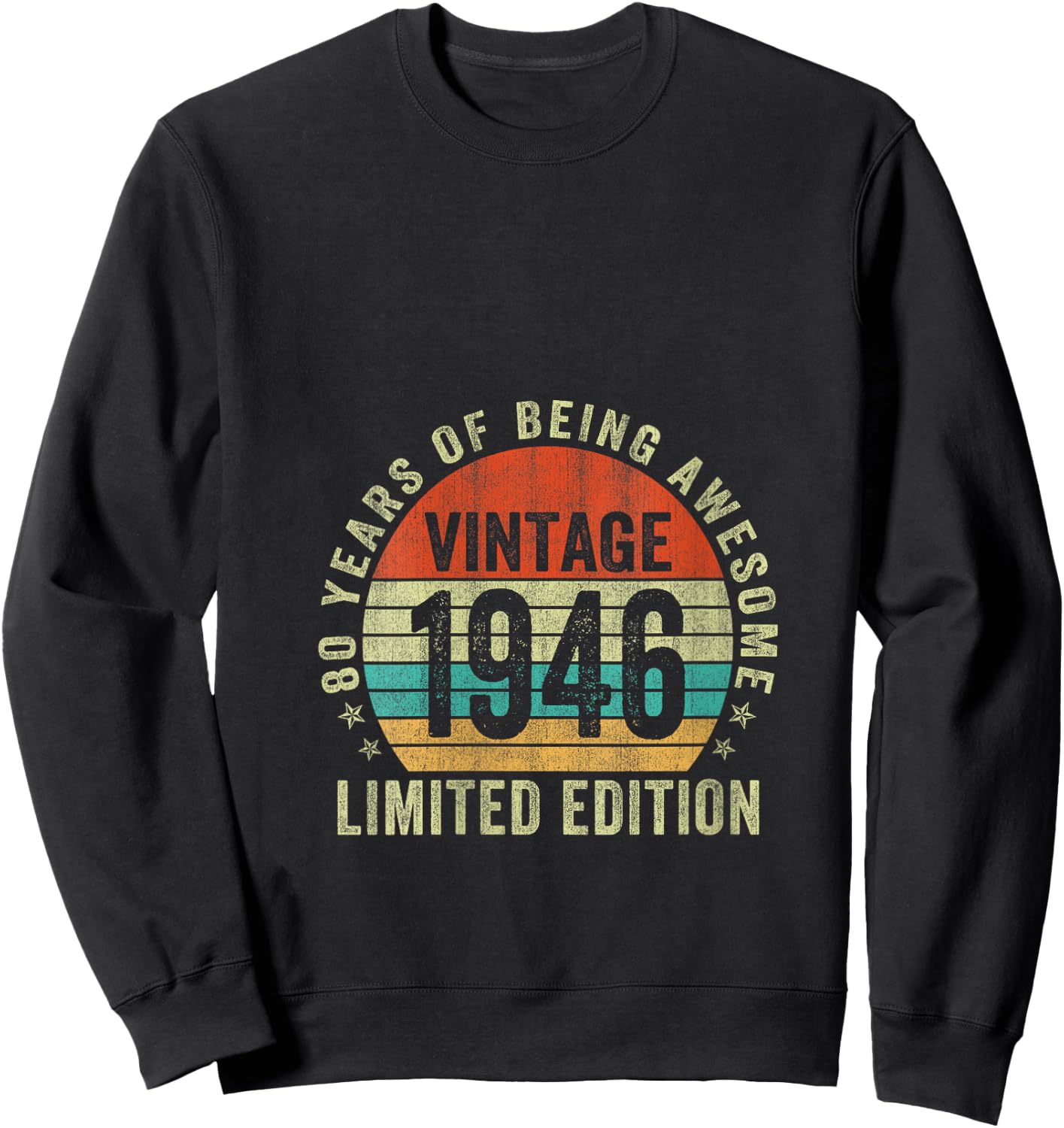 Women's Vintage 1946 Limited Edition 80th Birthday Gifts 80 Year Old V-Neck Sweatshirt - Sweatshirt | Black