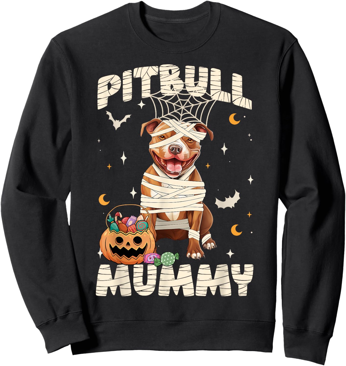 Halloween Costume Pitbull Lover Mummy Dog Owner Men Women Sweatshirt - Sweatshirt | Black