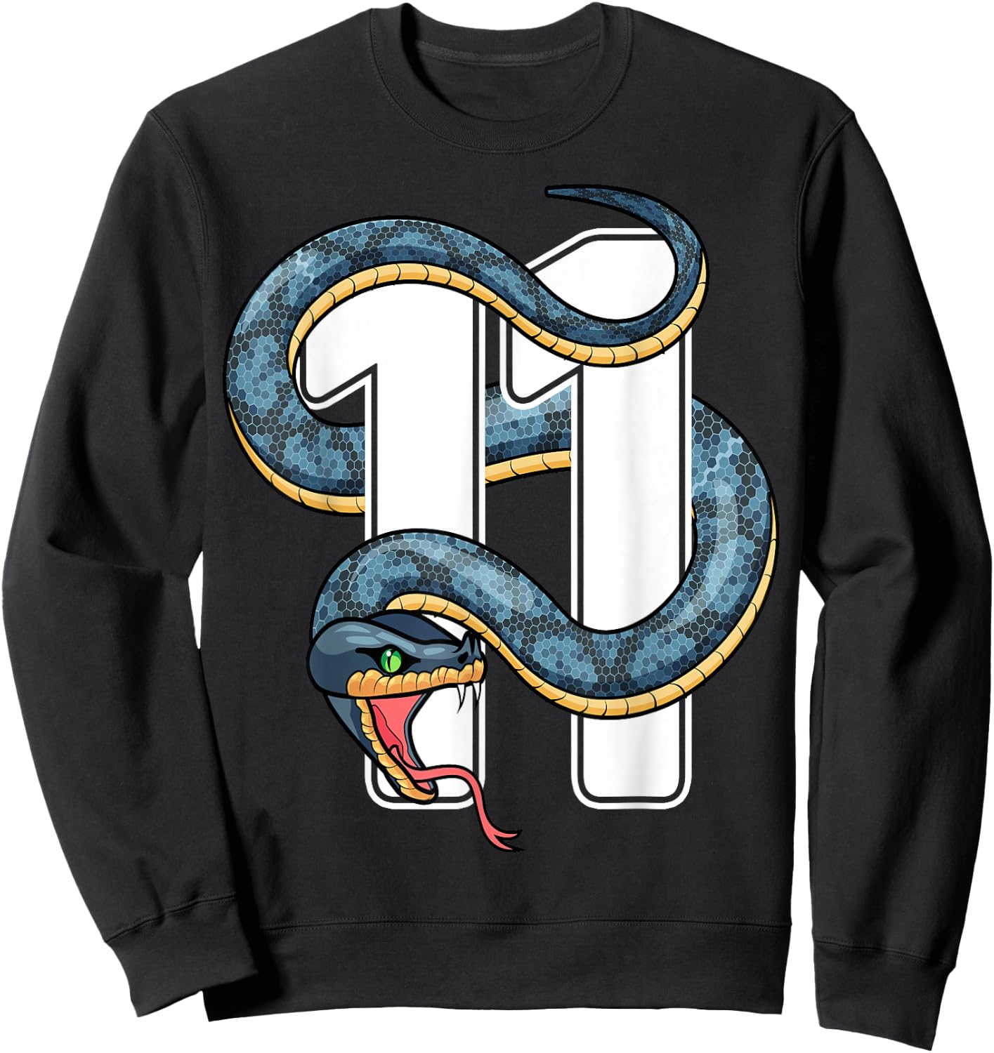 11th Birthday Snake Eleven 11 Year Old Birthday Boy Girl Sweatshirt - Sweatshirt | Black