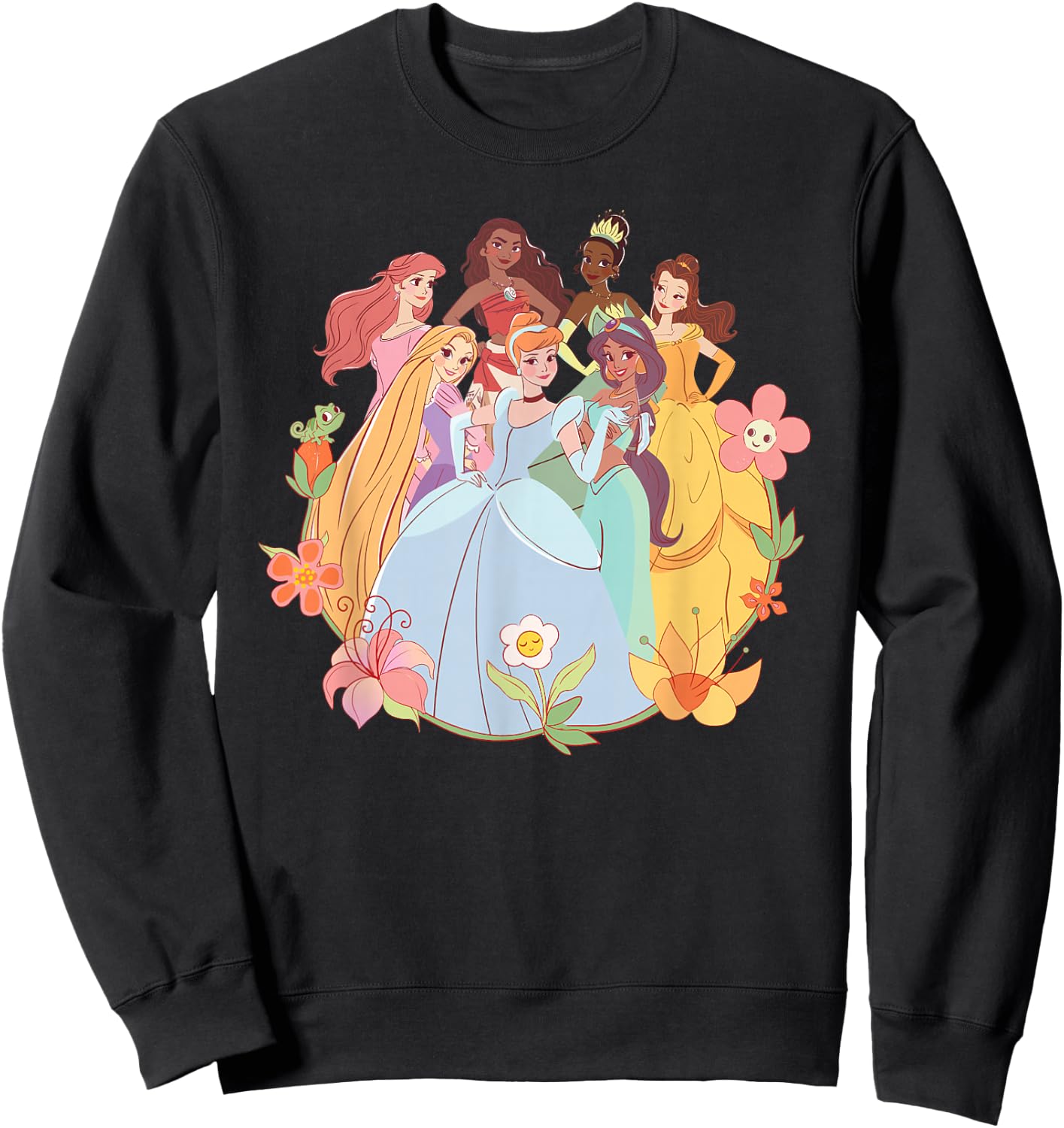 Disney Princess Pastel Princesses Spring Flower Friends , Black, S Sweatshirt - Sweatshirt | Black