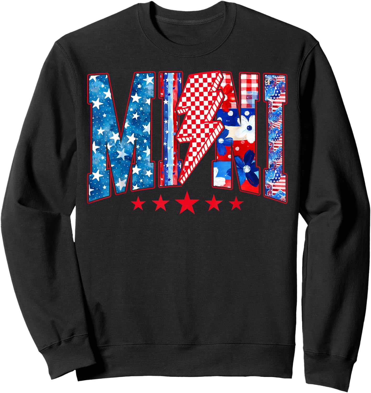 4th of July American Mini Patriotic Stars Women Sweatshirt - Sweatshirt | Black